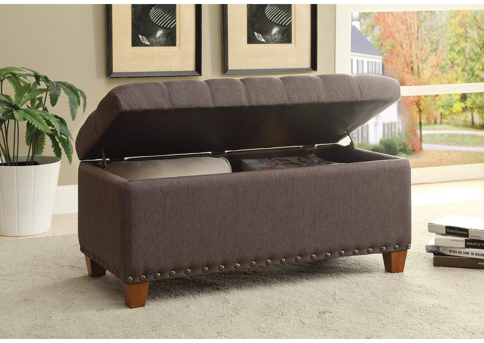 Brown Tufted Mocha Storage Dining Bench,Coaster Furniture
