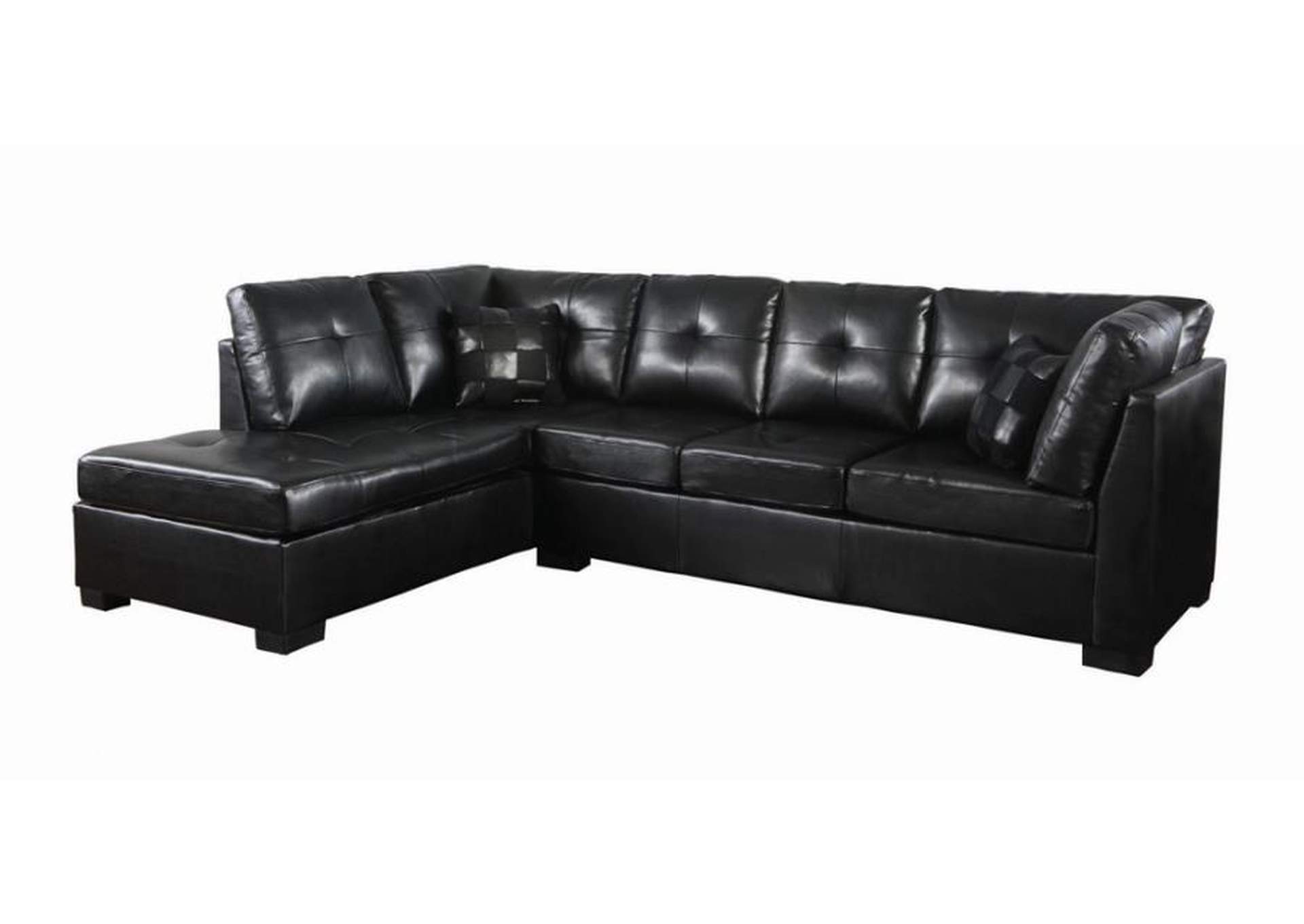 Darie Cushion Back Tufted Sectional Sofa Black,Coaster Furniture