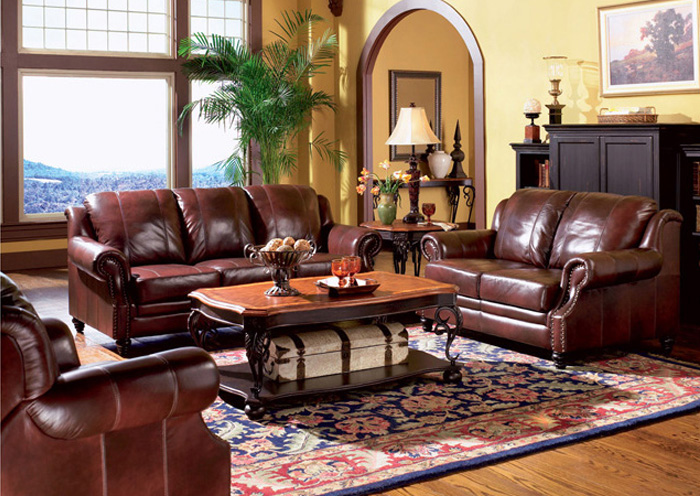 Princeton Dark Brown Tri-Tone Leather Sofa & Love Seat,Coaster Furniture