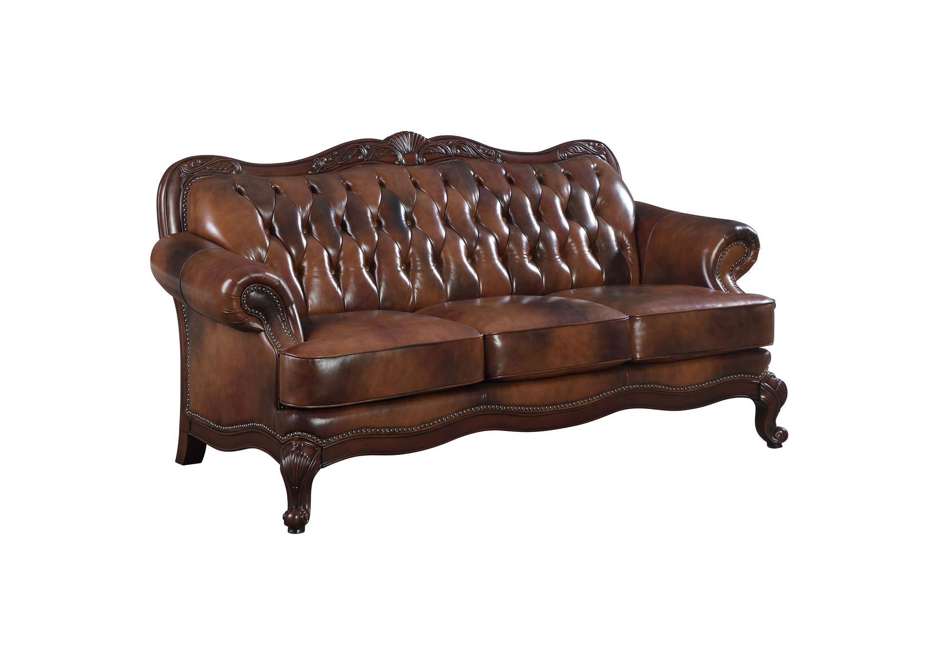 Victoria Rolled Arm Sofa Tri-tone and Brown,Coaster Furniture