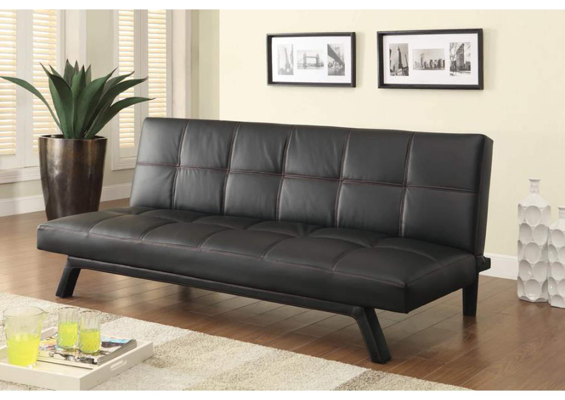 Corrie Biscuit-tufted Upholstered Sofa Bed Black,Coaster Furniture