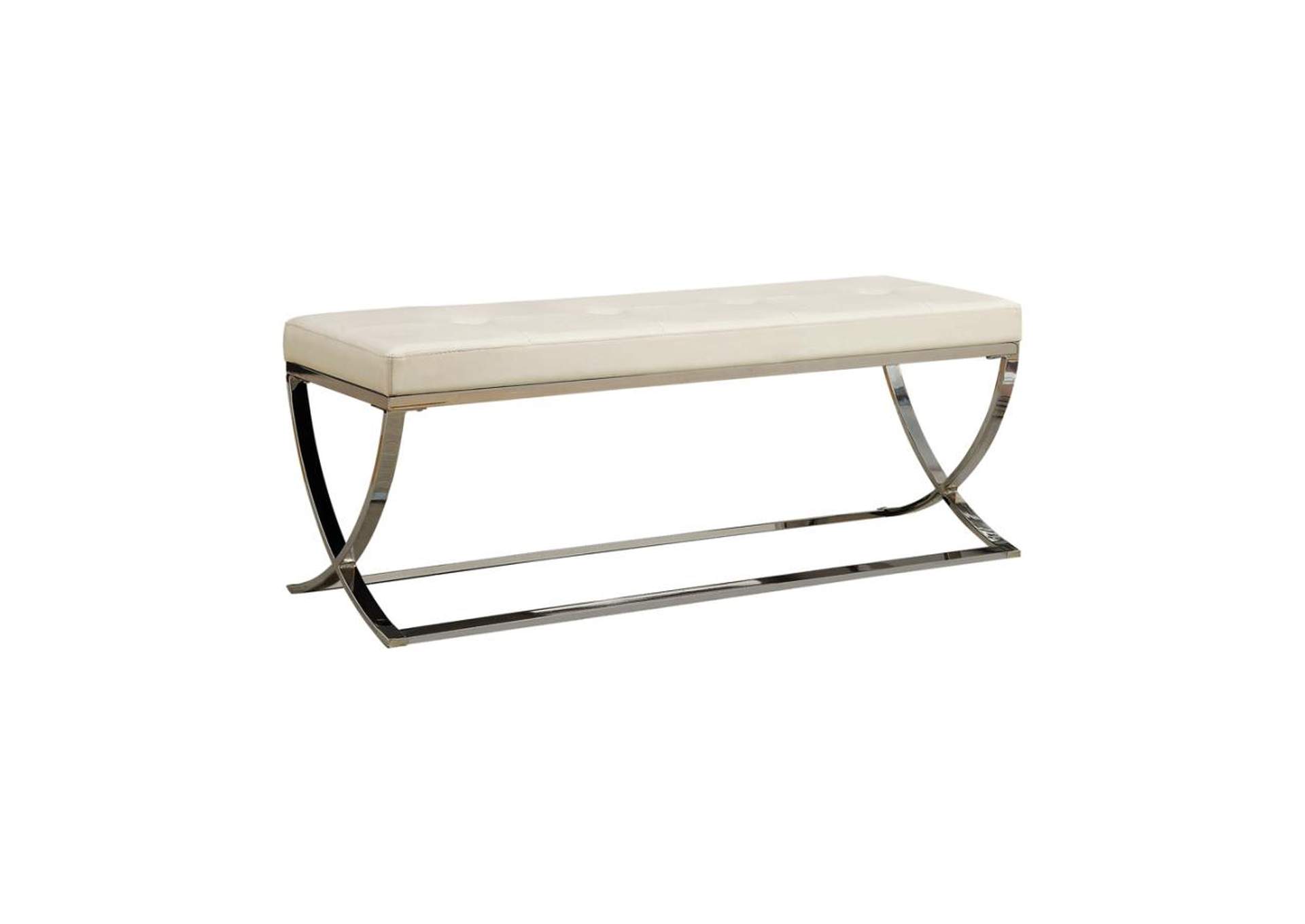 Walton Bench with Metal Base White and Chrome,Coaster Furniture