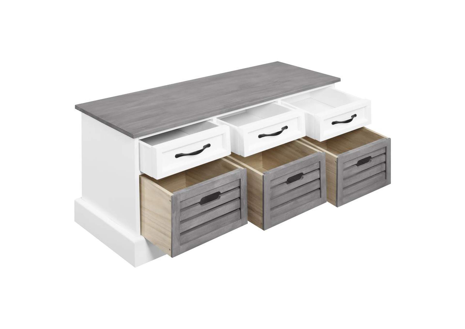 Alma 3 - drawer Storage Bench White and Weathered Grey,Coaster Furniture