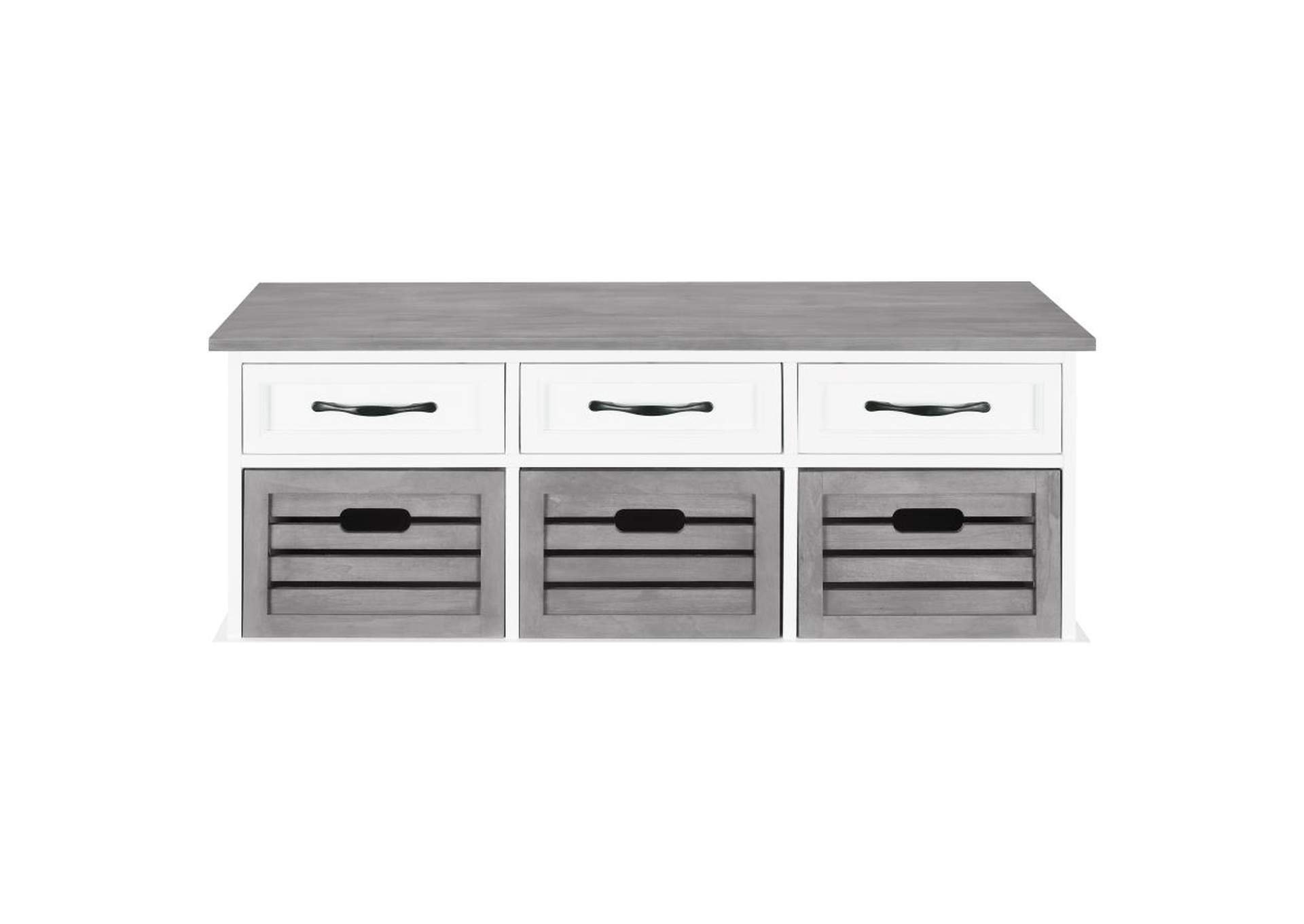 Alma 3 - drawer Storage Bench White and Weathered Grey,Coaster Furniture