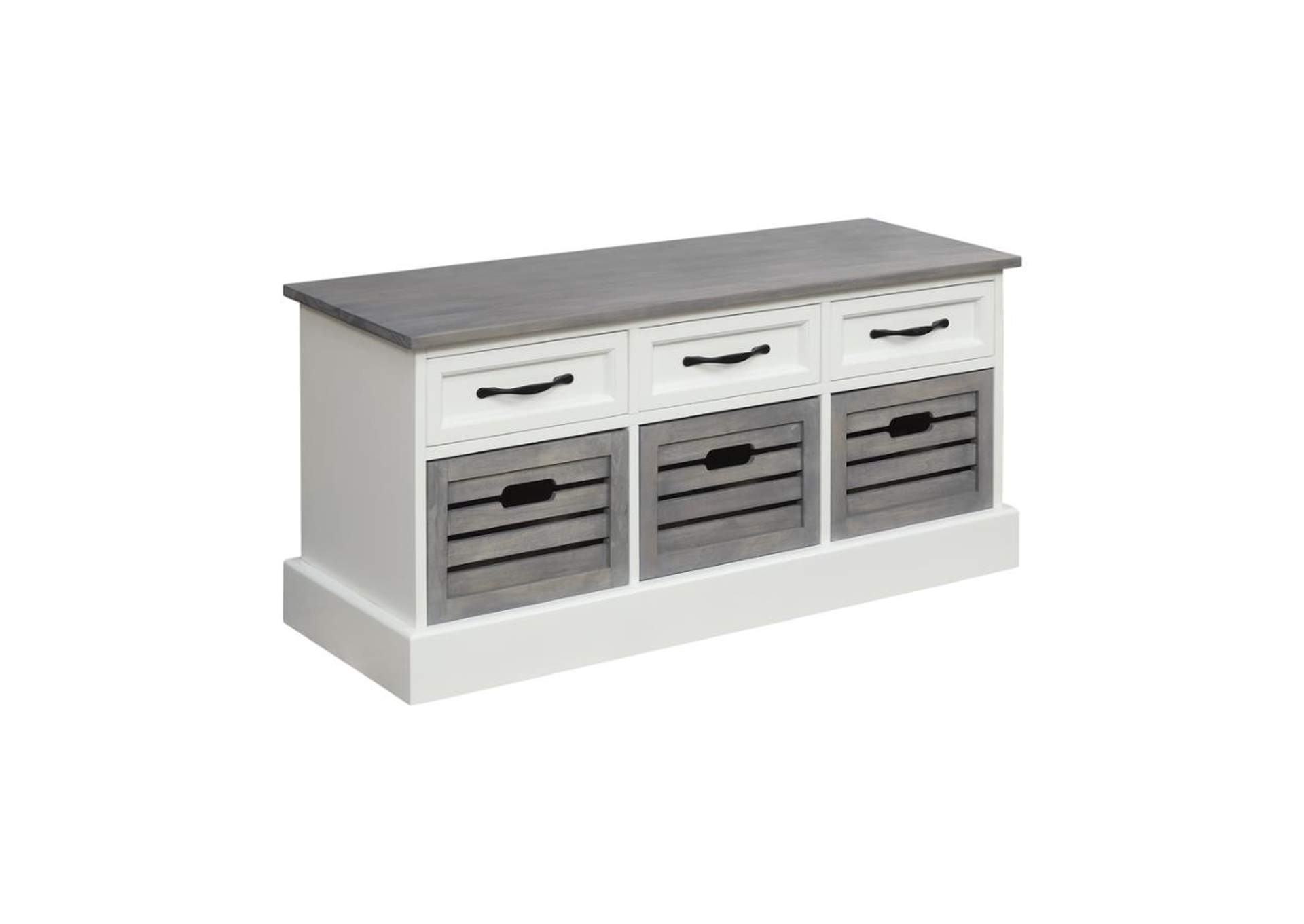 Alma 3-Drawer Storage Bench White And Weathered Grey,Coaster Furniture