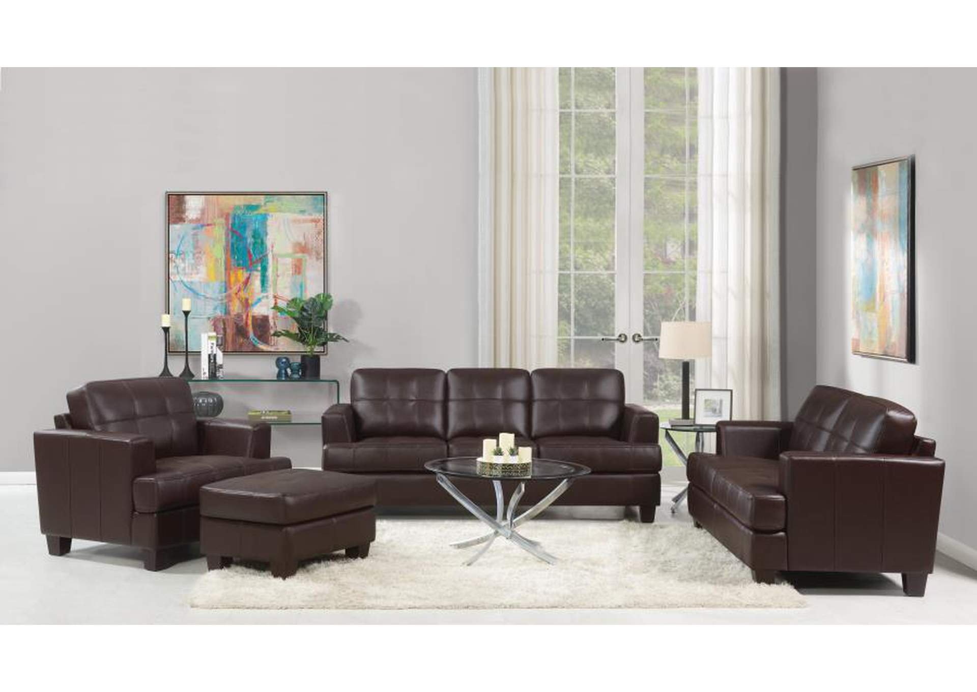 Samuel Upholstered Chair Dark Brown,Coaster Furniture