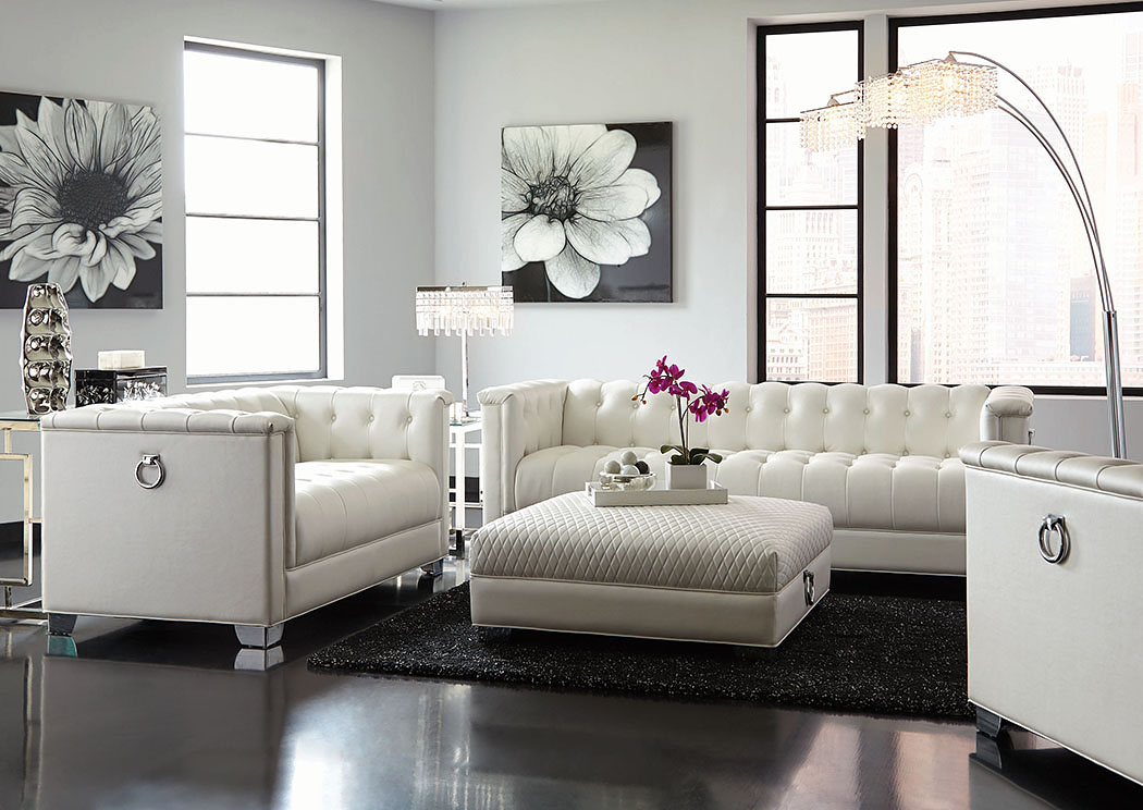 White Tufted Sofa & Loveseat,Coaster Furniture