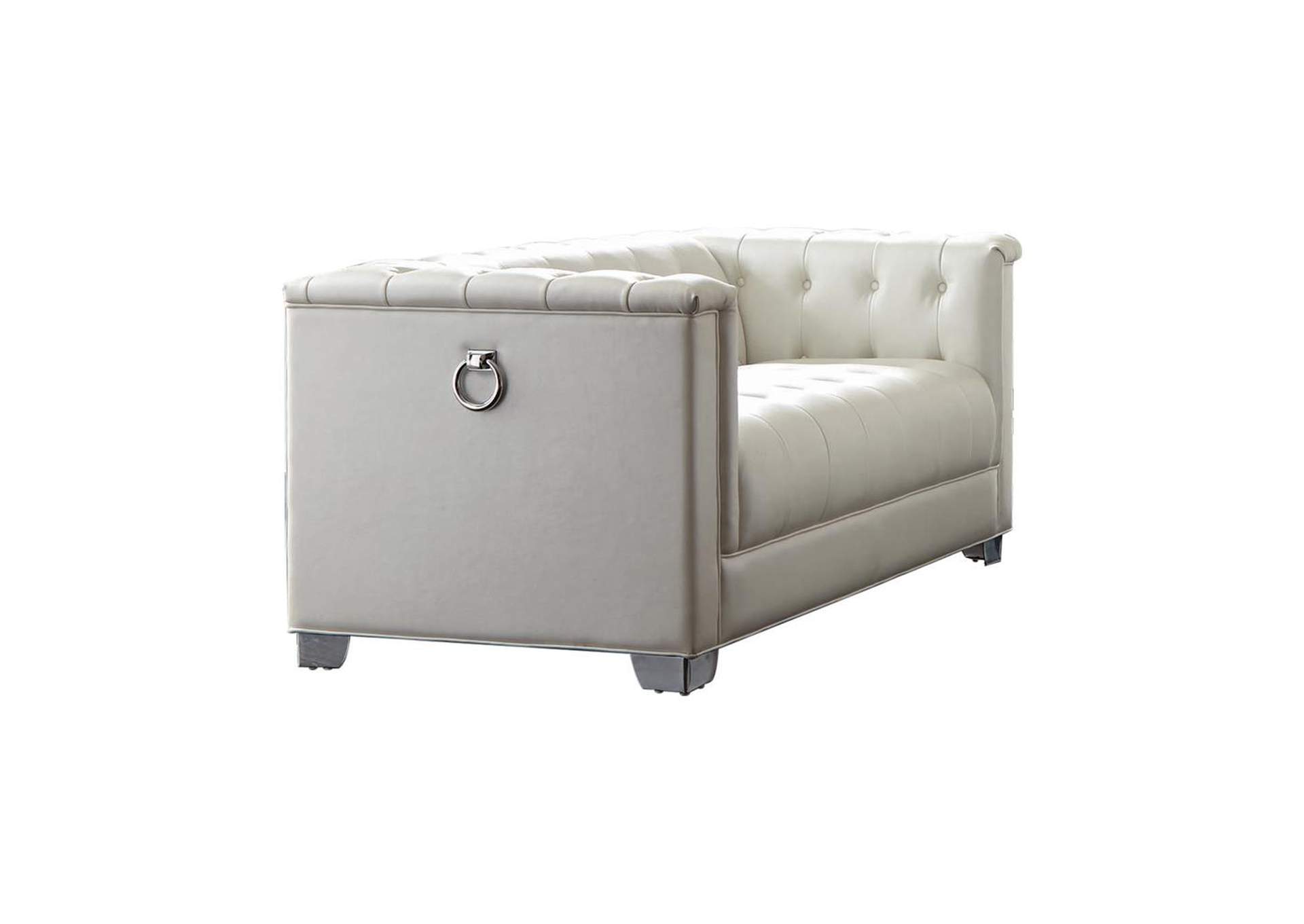 Silver Chaviano Contemporary White Sofa,Coaster Furniture