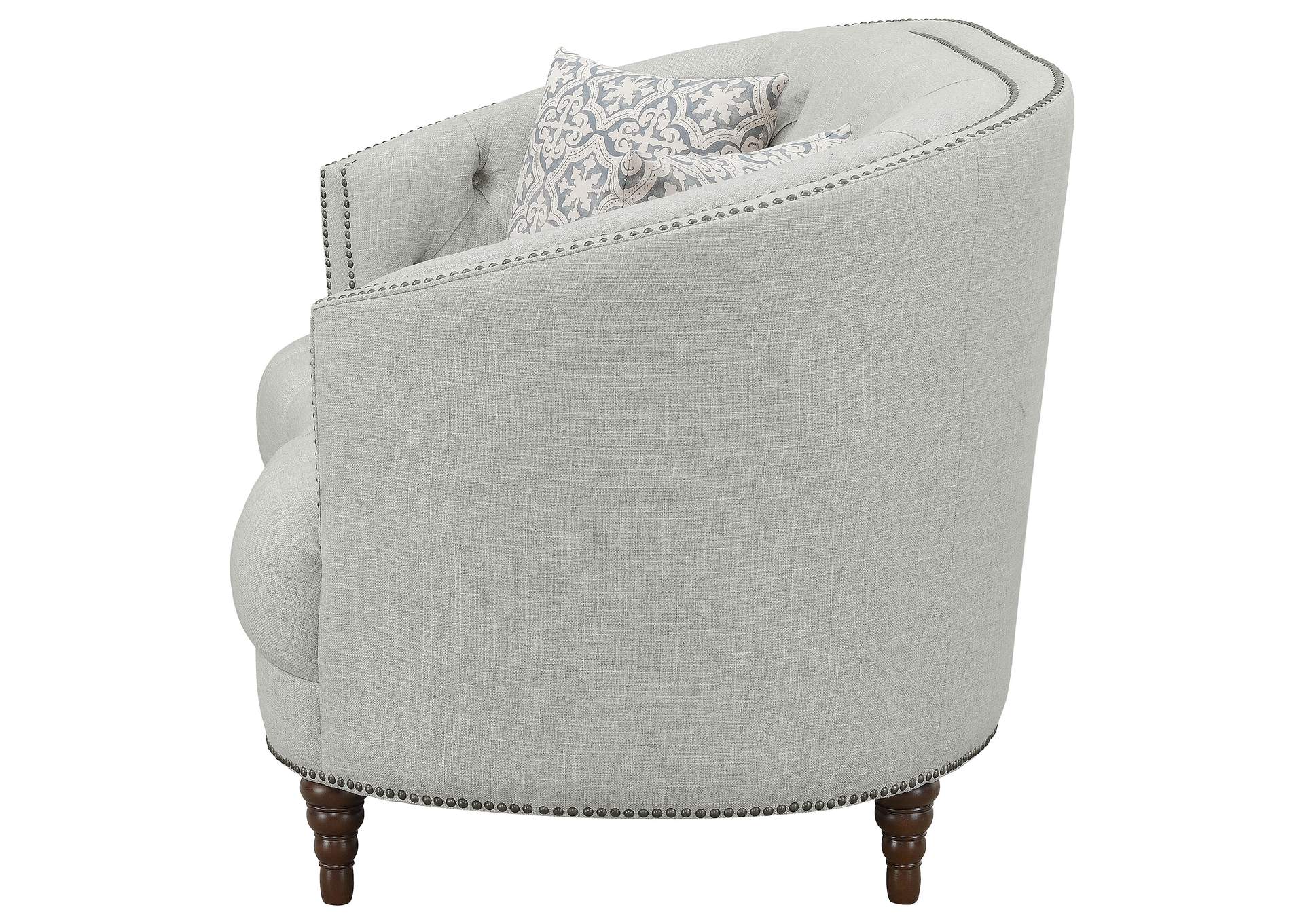 Avonlea Sloped Arm Upholstered Loveseat Trim Grey,Coaster Furniture