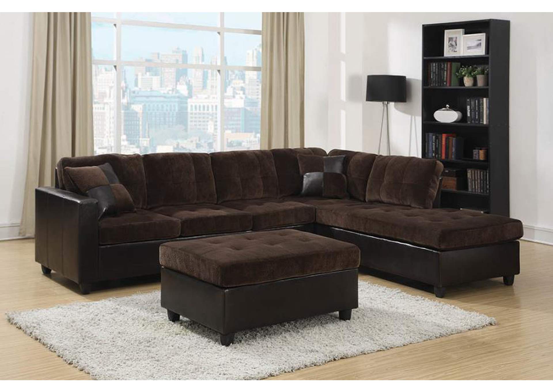 Mallory Tufted Upholstered Sectional Dark Chocolate,Coaster Furniture