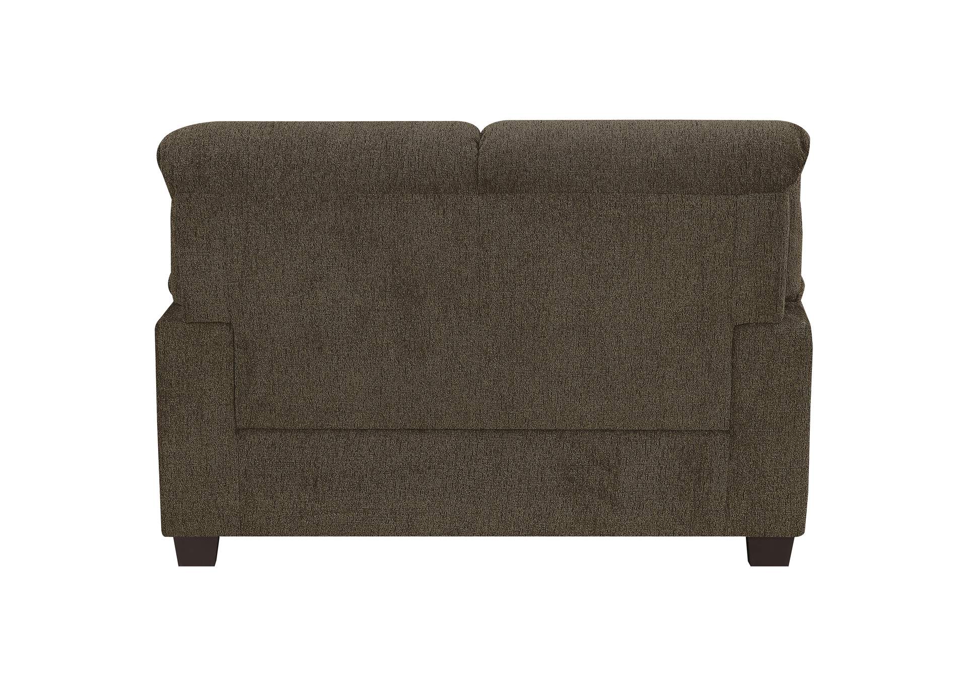 Clementine Upholstered Loveseat with Nailhead Trim Brown,Coaster Furniture
