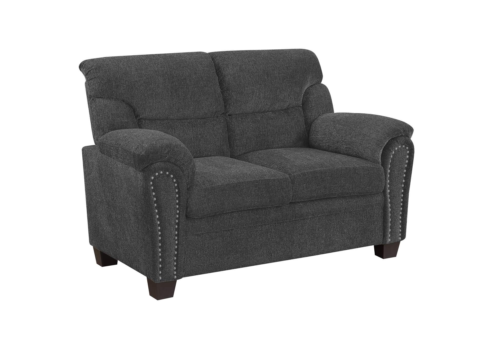 Clementine Upholstered Loveseat with Nailhead Trim Grey,Coaster Furniture