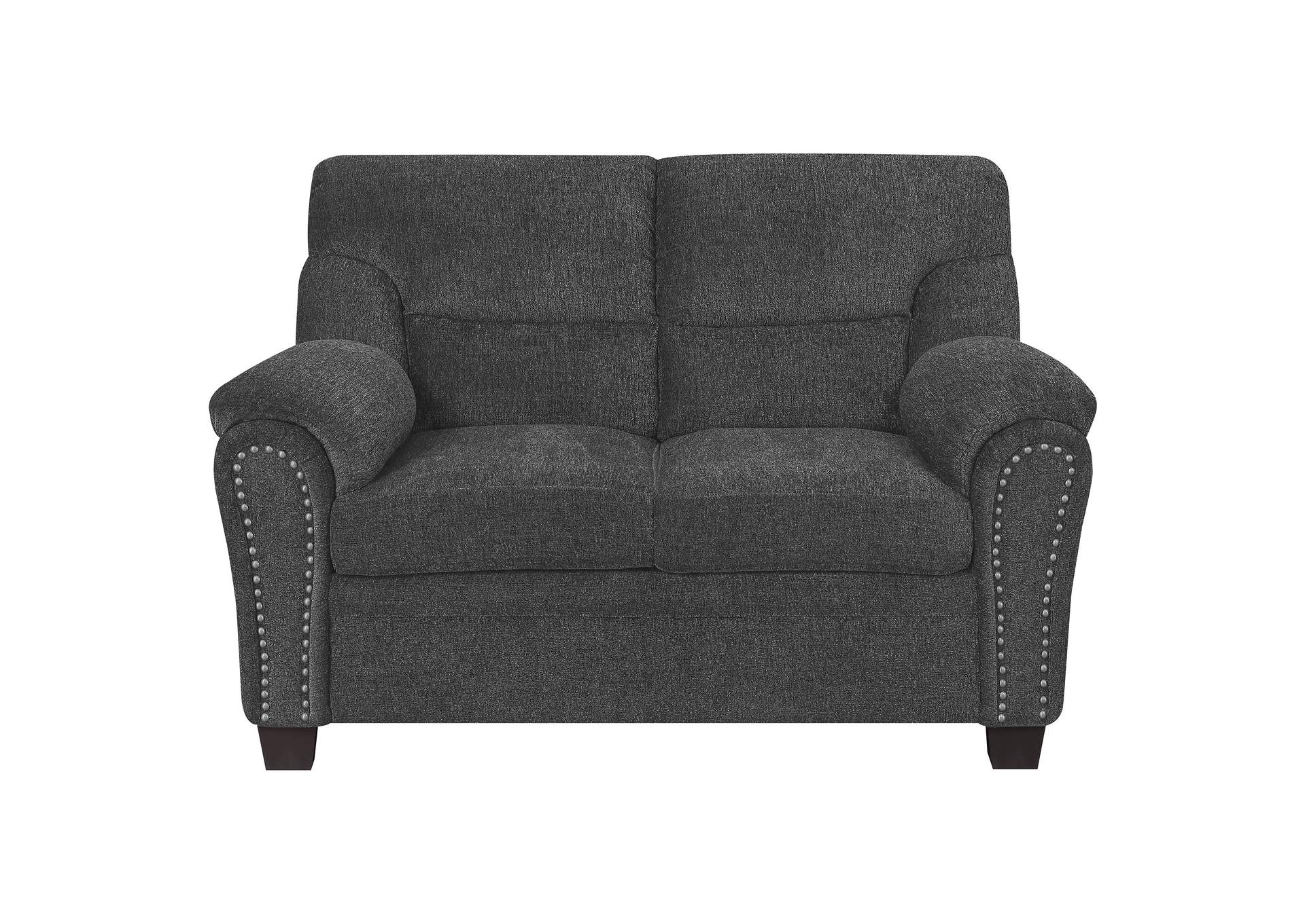 Clementine Upholstered Loveseat with Nailhead Trim Grey,Coaster Furniture