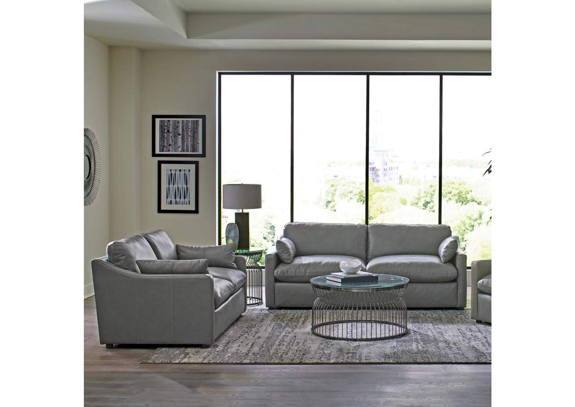 Grayson 2-Piece Sloped Arm Upholstered Living Room Set Grey,Coaster Furniture