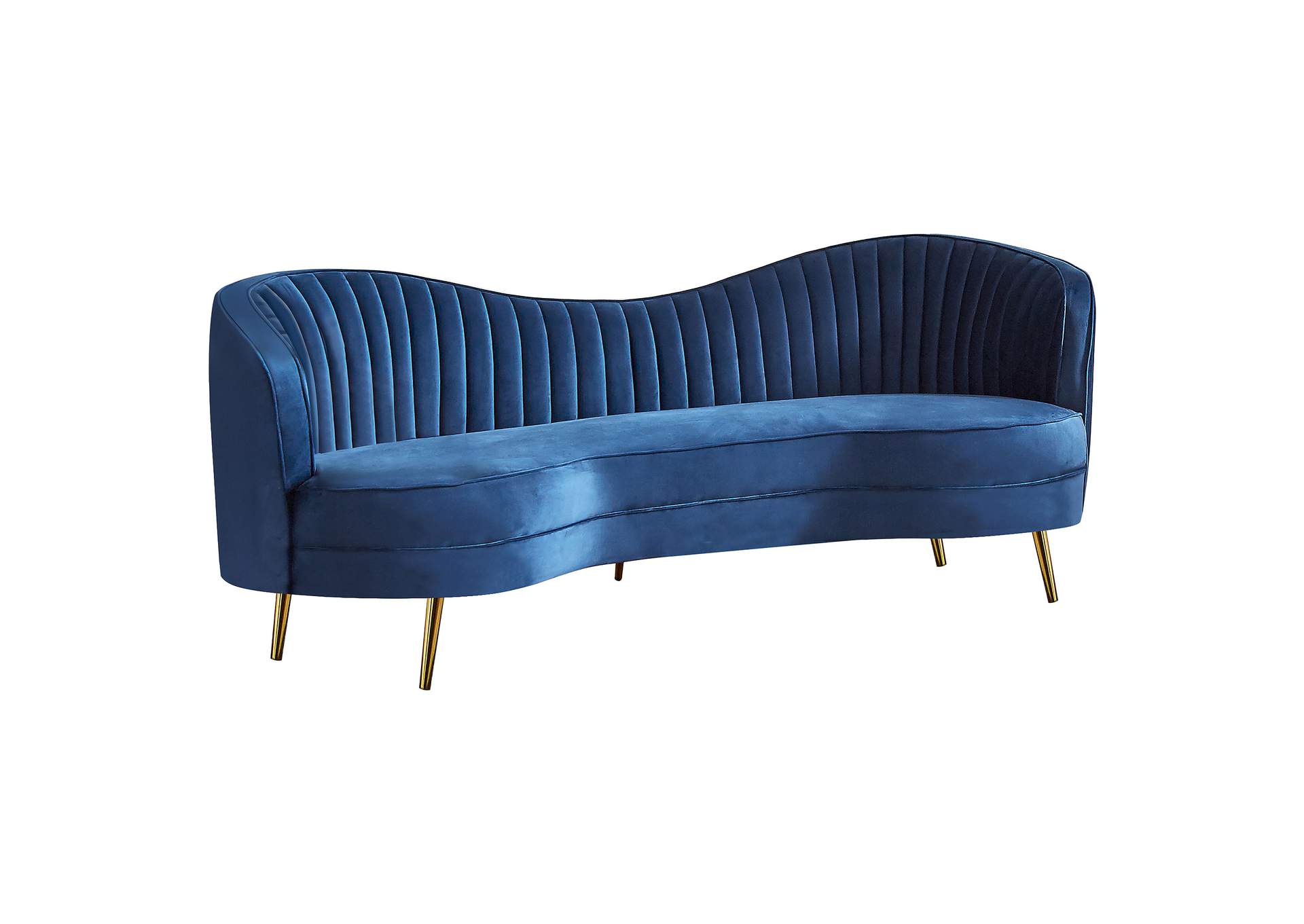 Sophia Upholstered Camel Back Sofa Blue,Coaster Furniture
