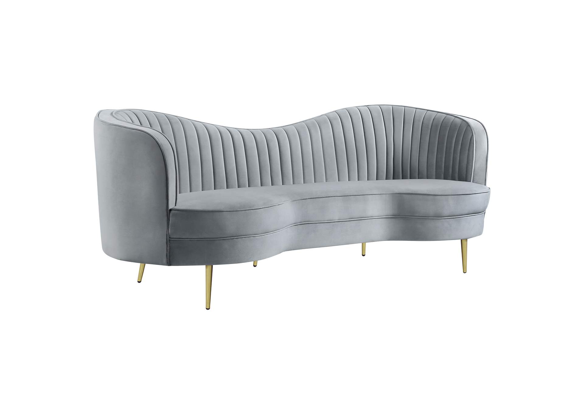 Sophia Upholstered Sofa with Camel Back Grey and Gold,Coaster Furniture