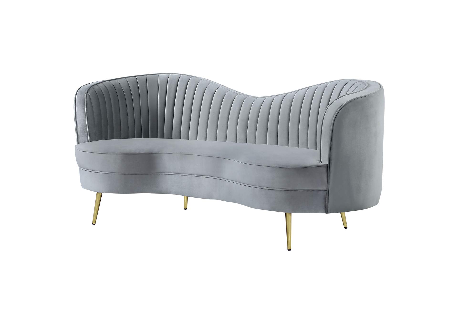 Sophia Upholstered Loveseat with Camel Back Grey and Gold,Coaster Furniture