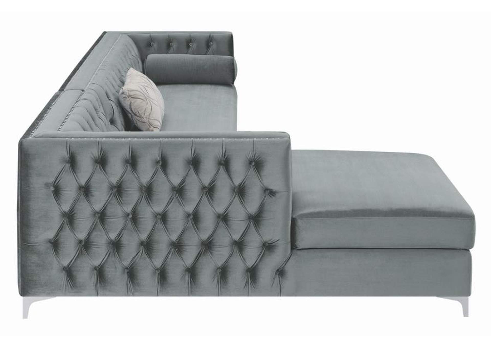 Bellaire Button-Tufted Upholstered Sectional Silver,Coaster Furniture