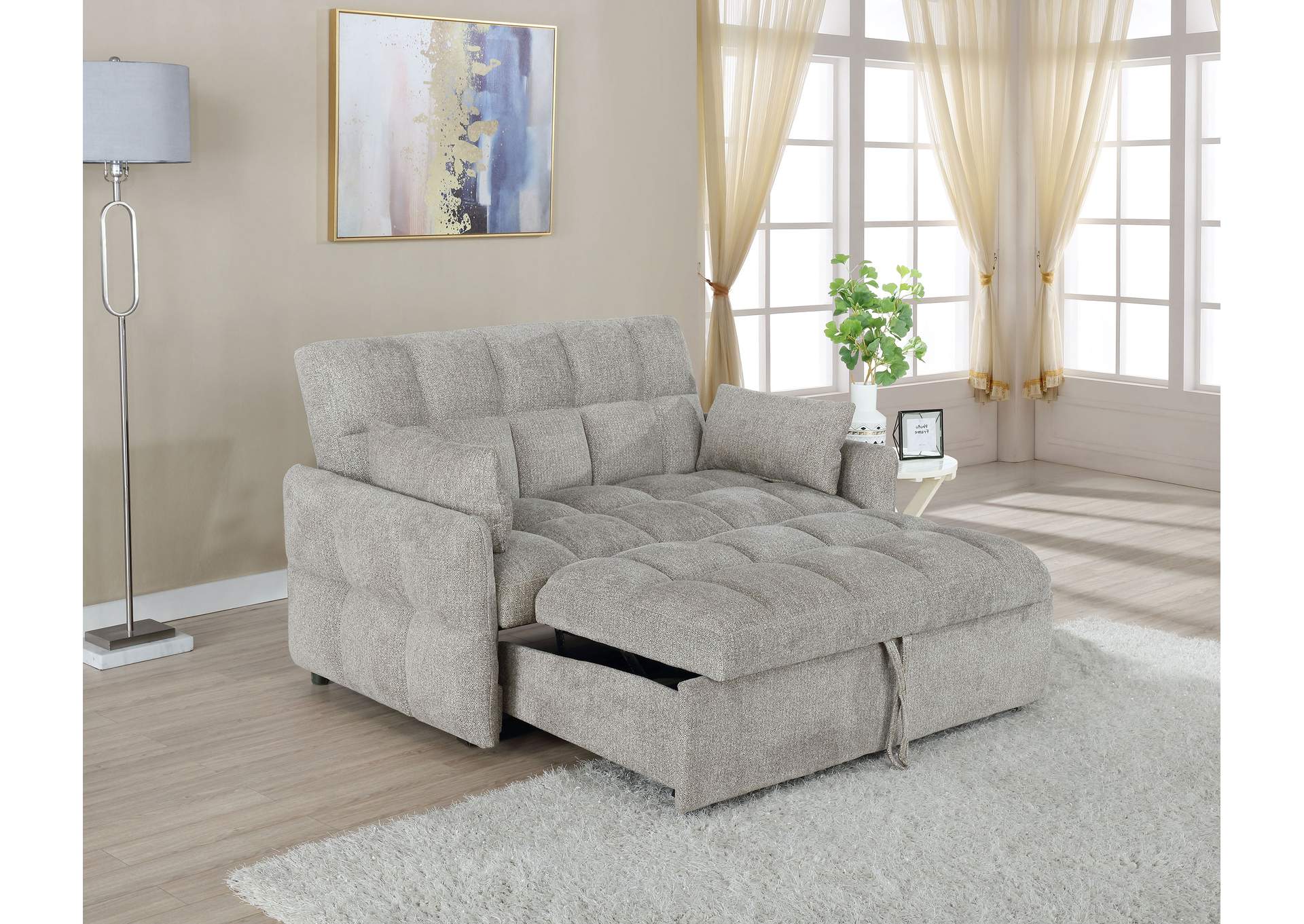 Cotswold Tufted Cushion Sleeper Sofa Bed Beige,Coaster Furniture