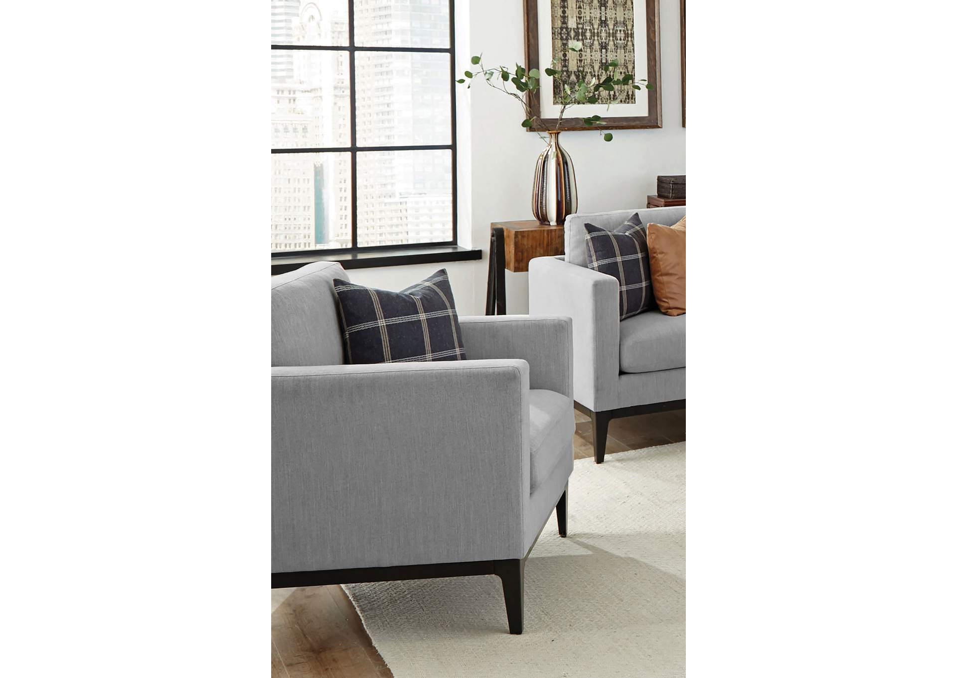 Apperson Cushioned Back Arm Chair Light Grey,Coaster Furniture