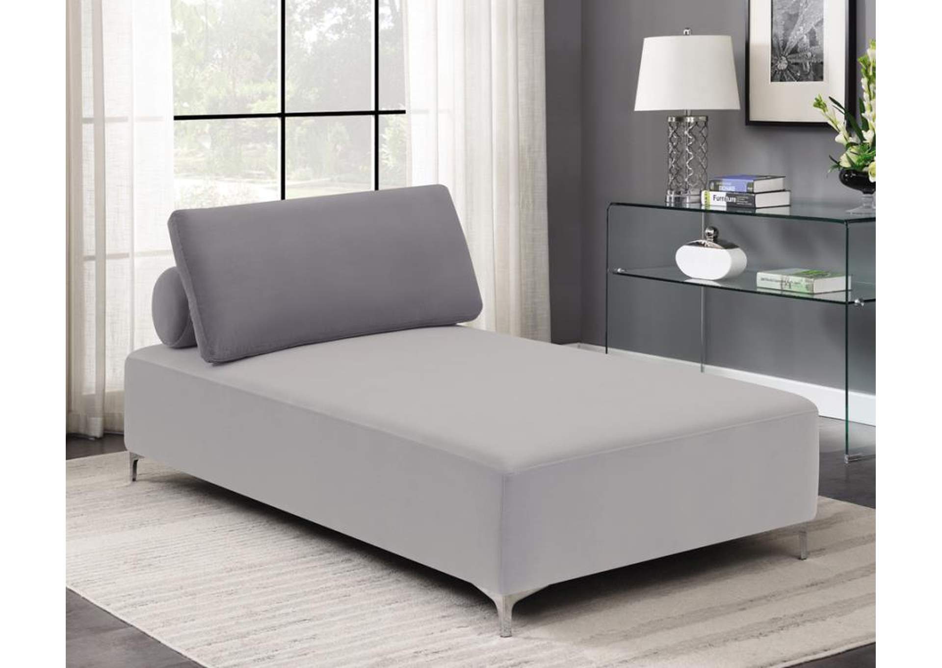 Upholstered Accent Chaise With Removable Pillow Grey,Coaster Furniture