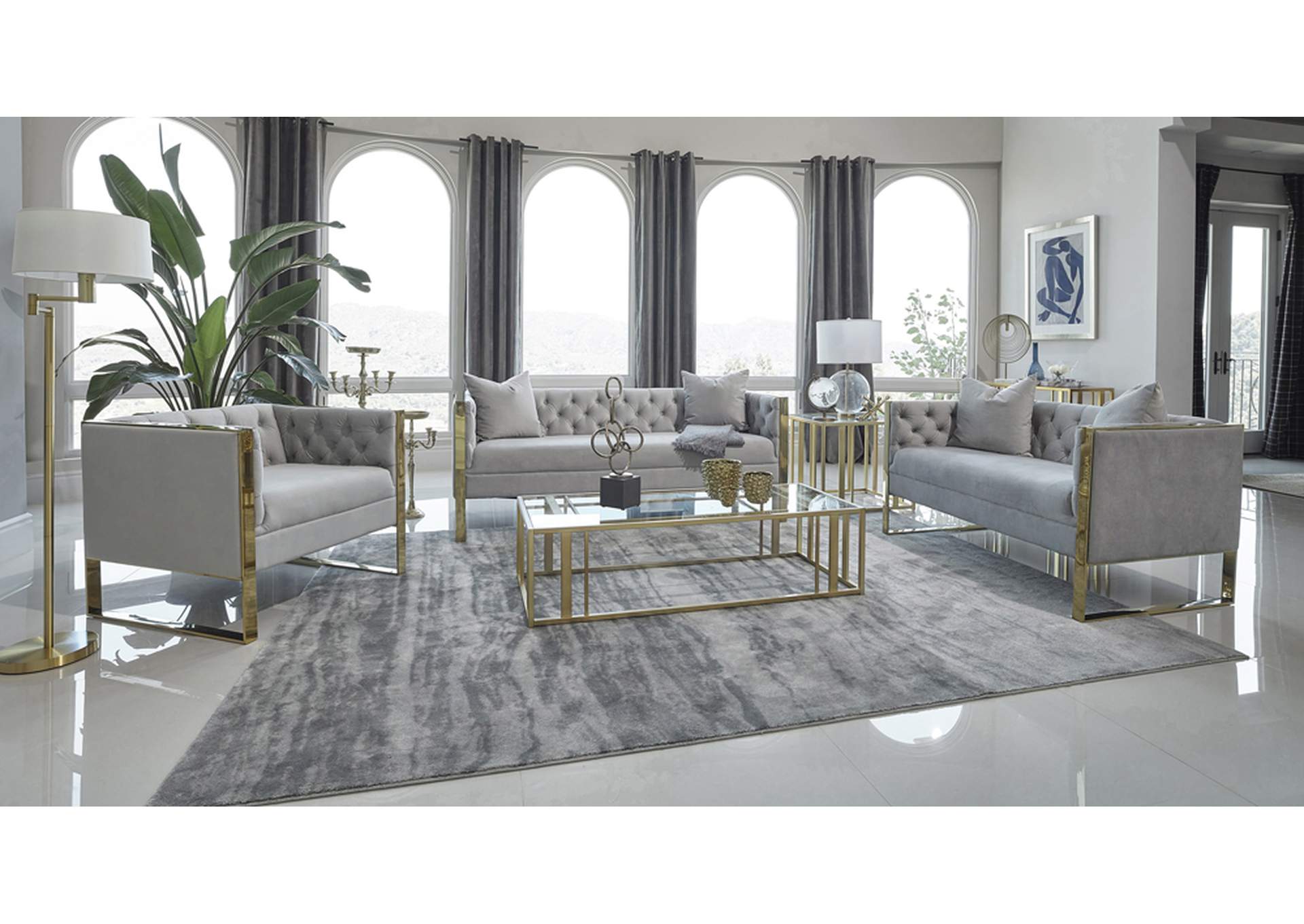 Eastbrook 2-piece Tufted Back Living Room Set Grey,Coaster Furniture