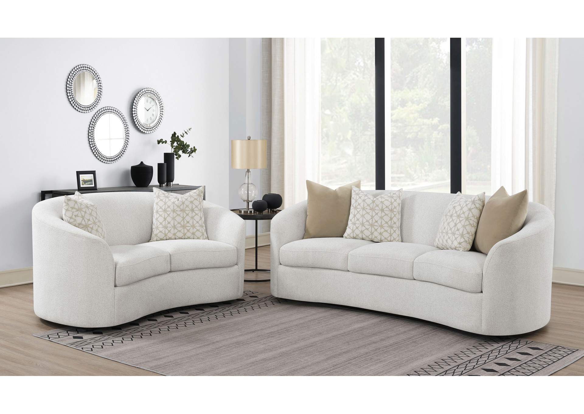 Rainn 2-piece Upholstered Tight Back Living Room Set Latte,Coaster Furniture