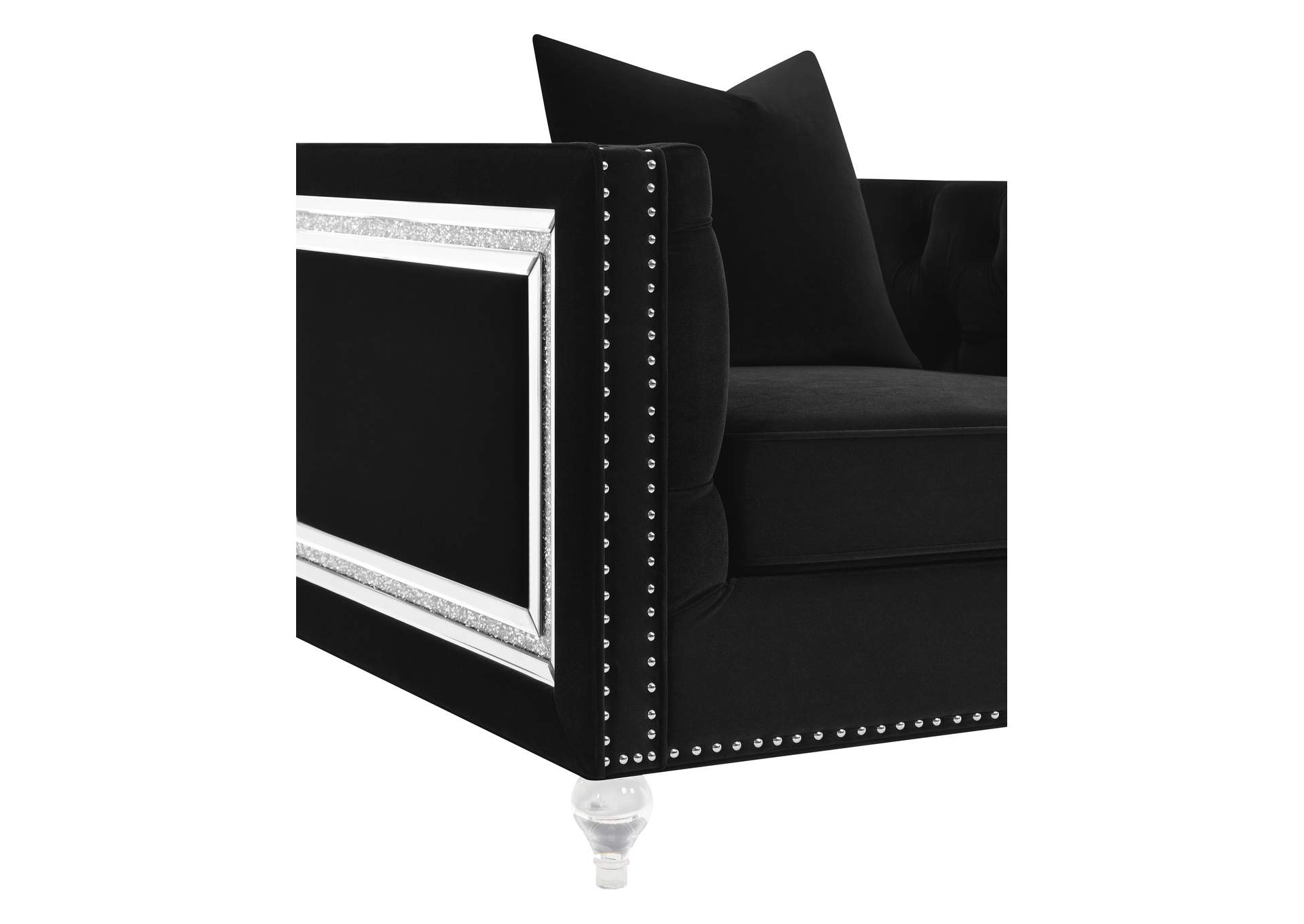 Delilah Upholstered Living Room Set Black,Coaster Furniture