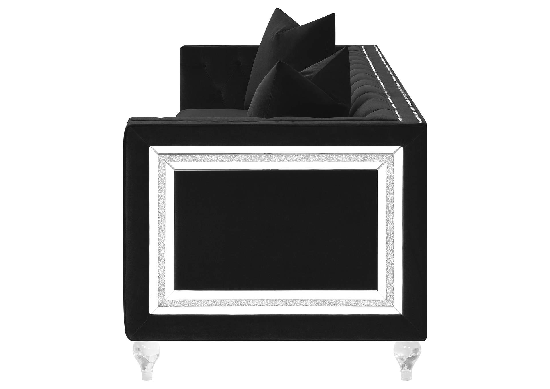 Delilah Upholstered Tufted Tuxedo Arm Sofa Black,Coaster Furniture