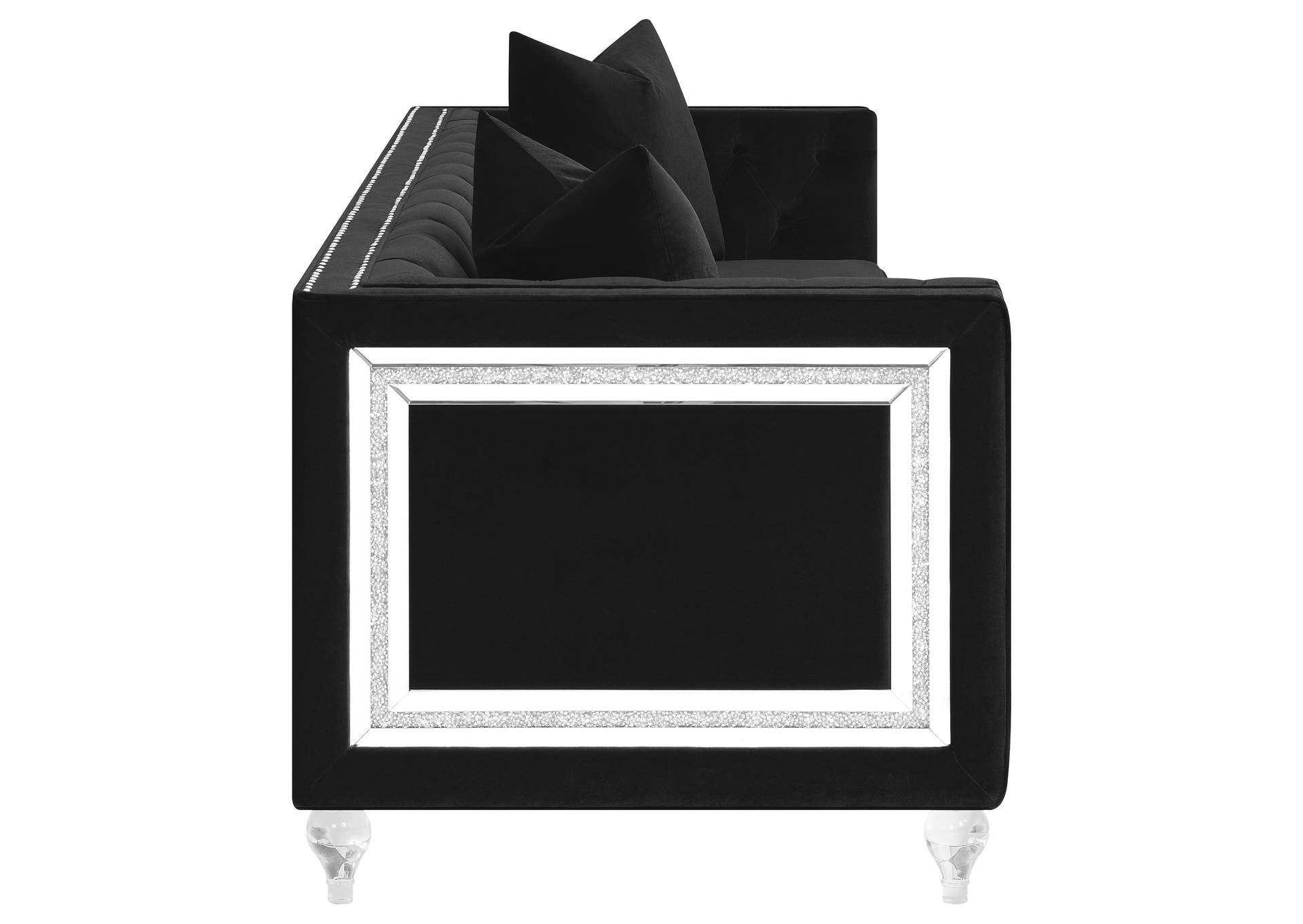 Delilah Upholstered Tufted Tuxedo Arm Sofa Black,Coaster Furniture