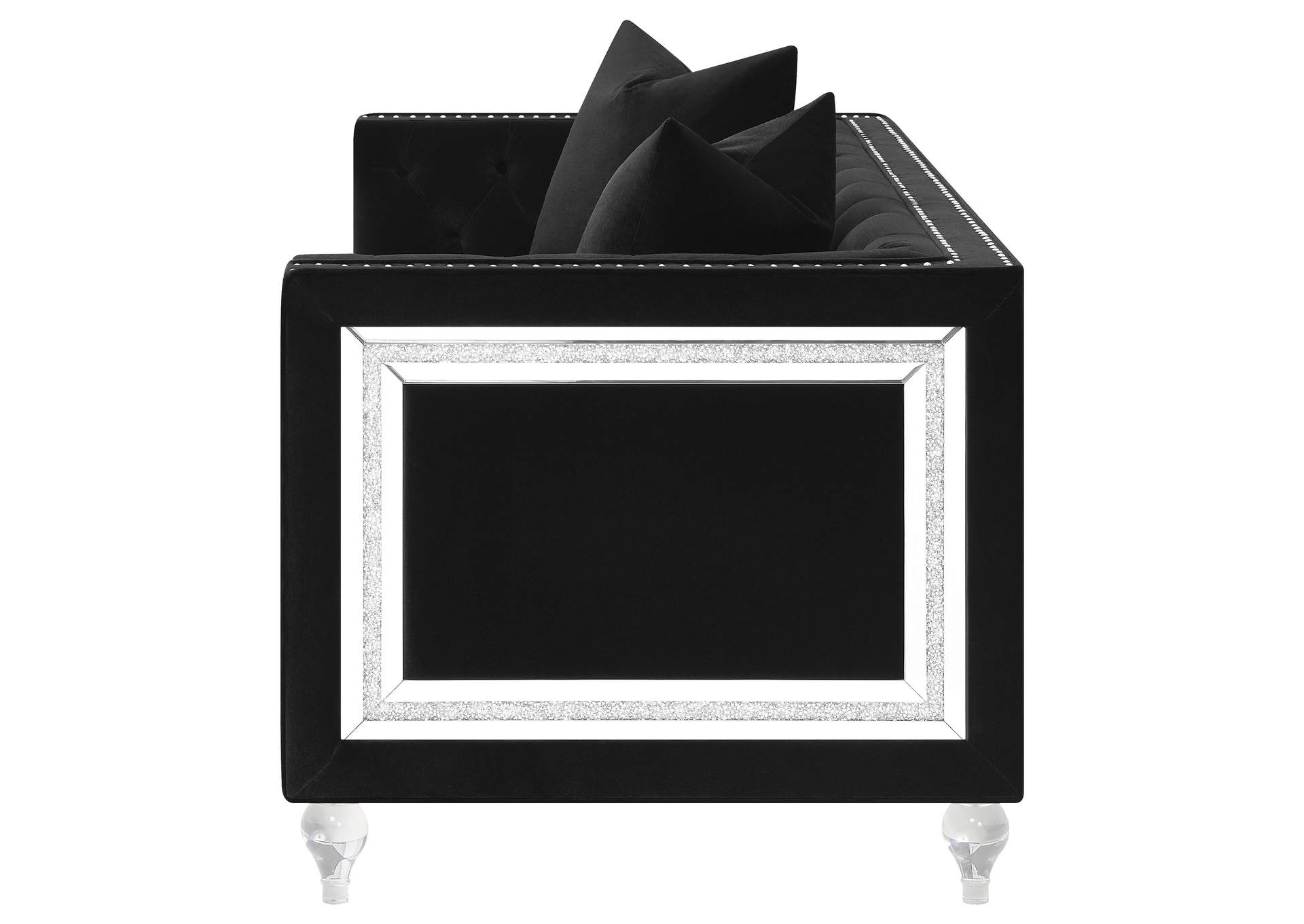 Delilah Upholstered Tufted Tuxedo Arm Loveseat Black,Coaster Furniture