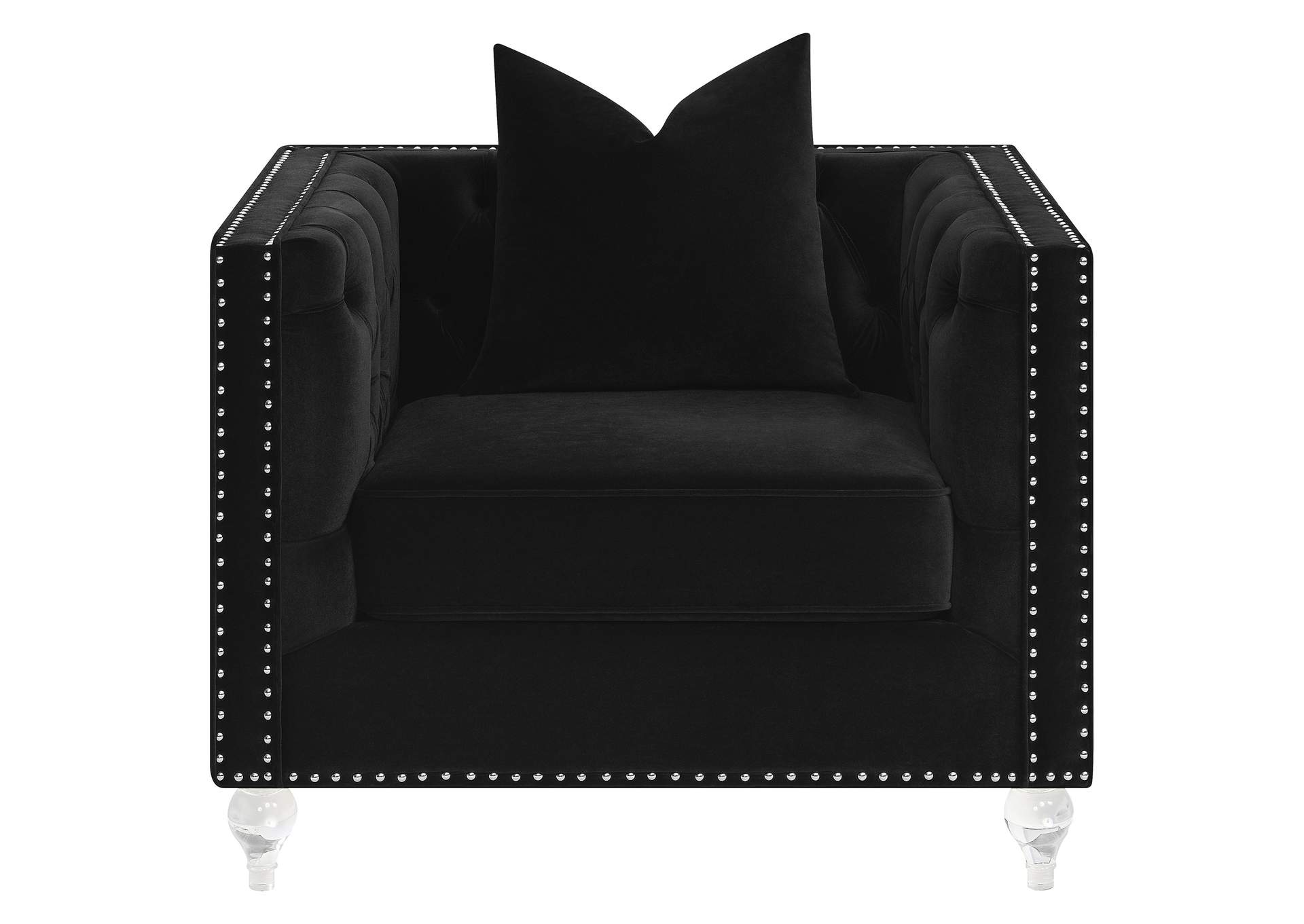 Delilah Upholstered Tufted Tuxedo Arm Chair Black,Coaster Furniture