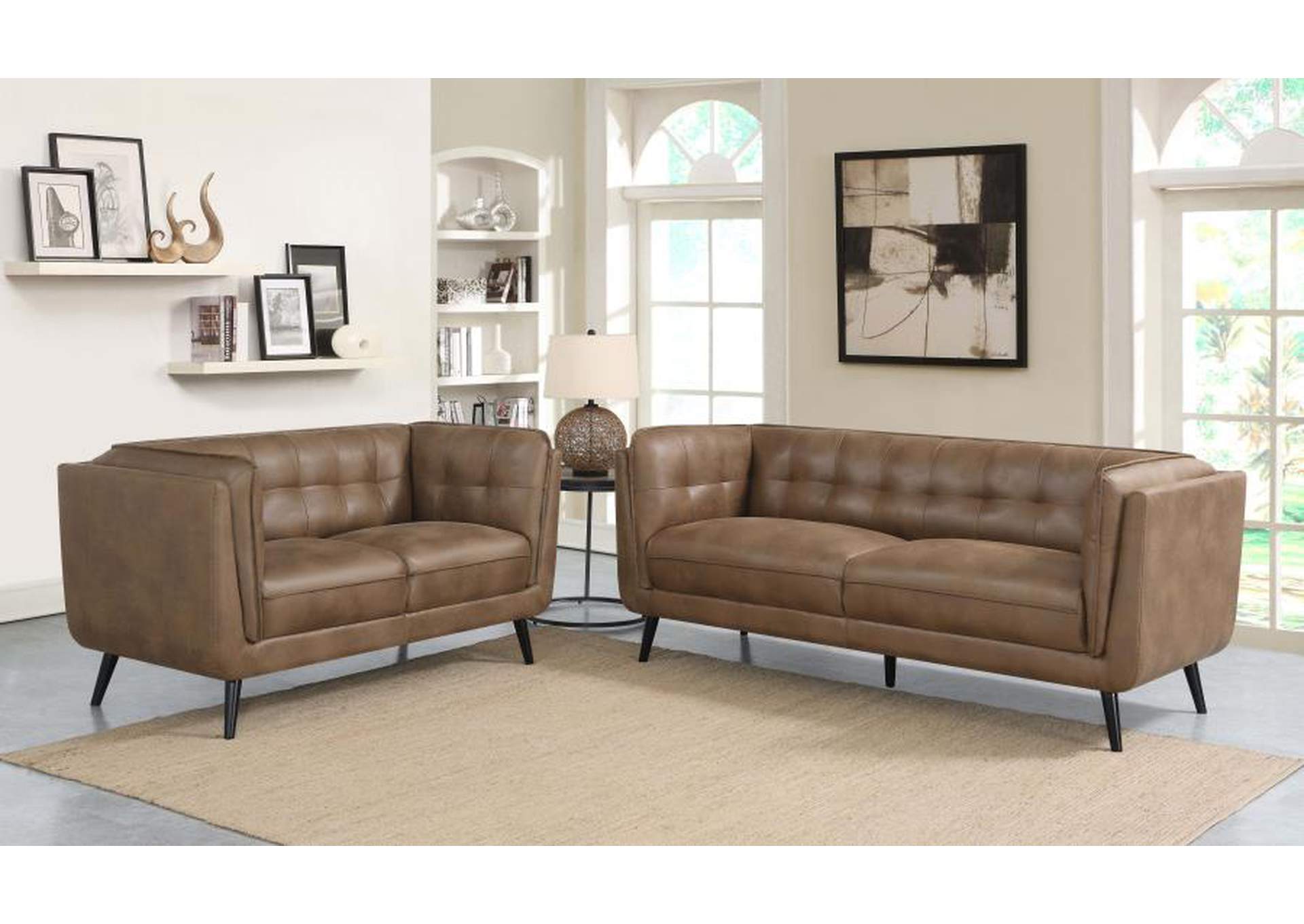 3 Piece Upholstered Living Room Sofa Set 3-Seat Couch Loveseat and Sofa  Chair