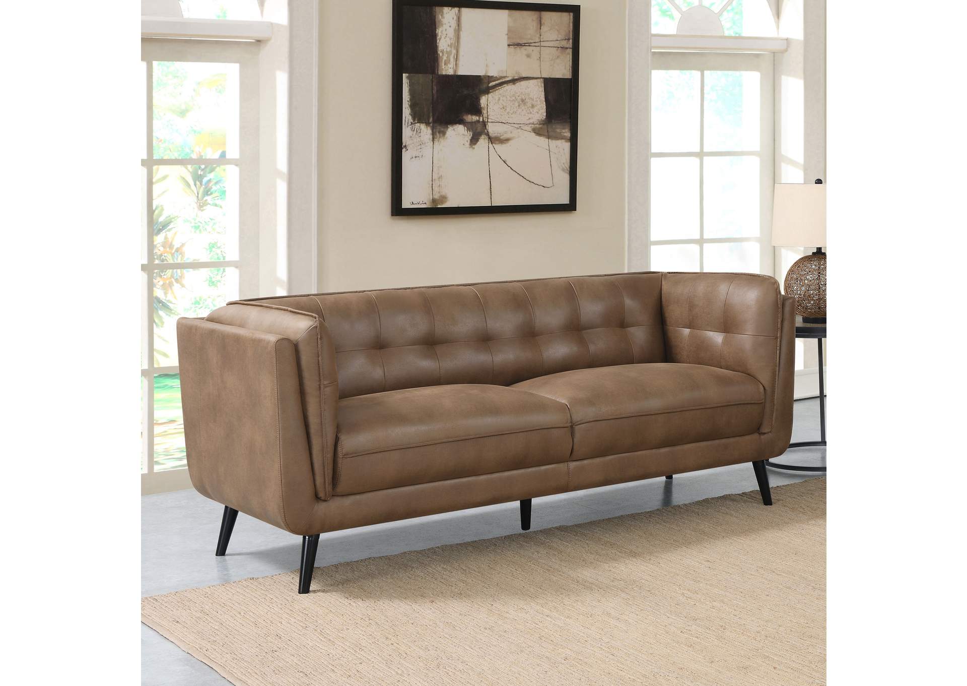 Thatcher Upholstered Button Tufted Sofa Brown,Coaster Furniture