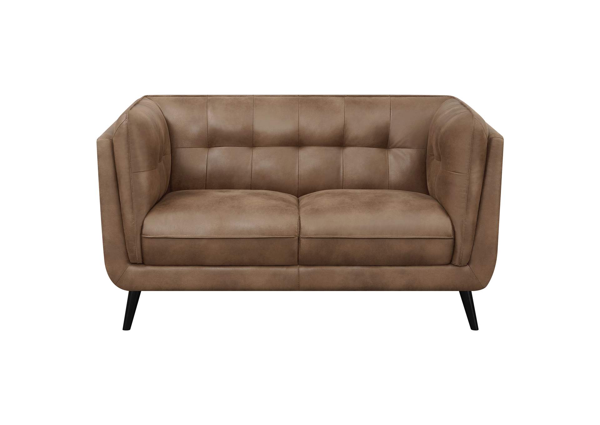 Thatcher Upholstered Button Tufted Loveseat Brown,Coaster Furniture