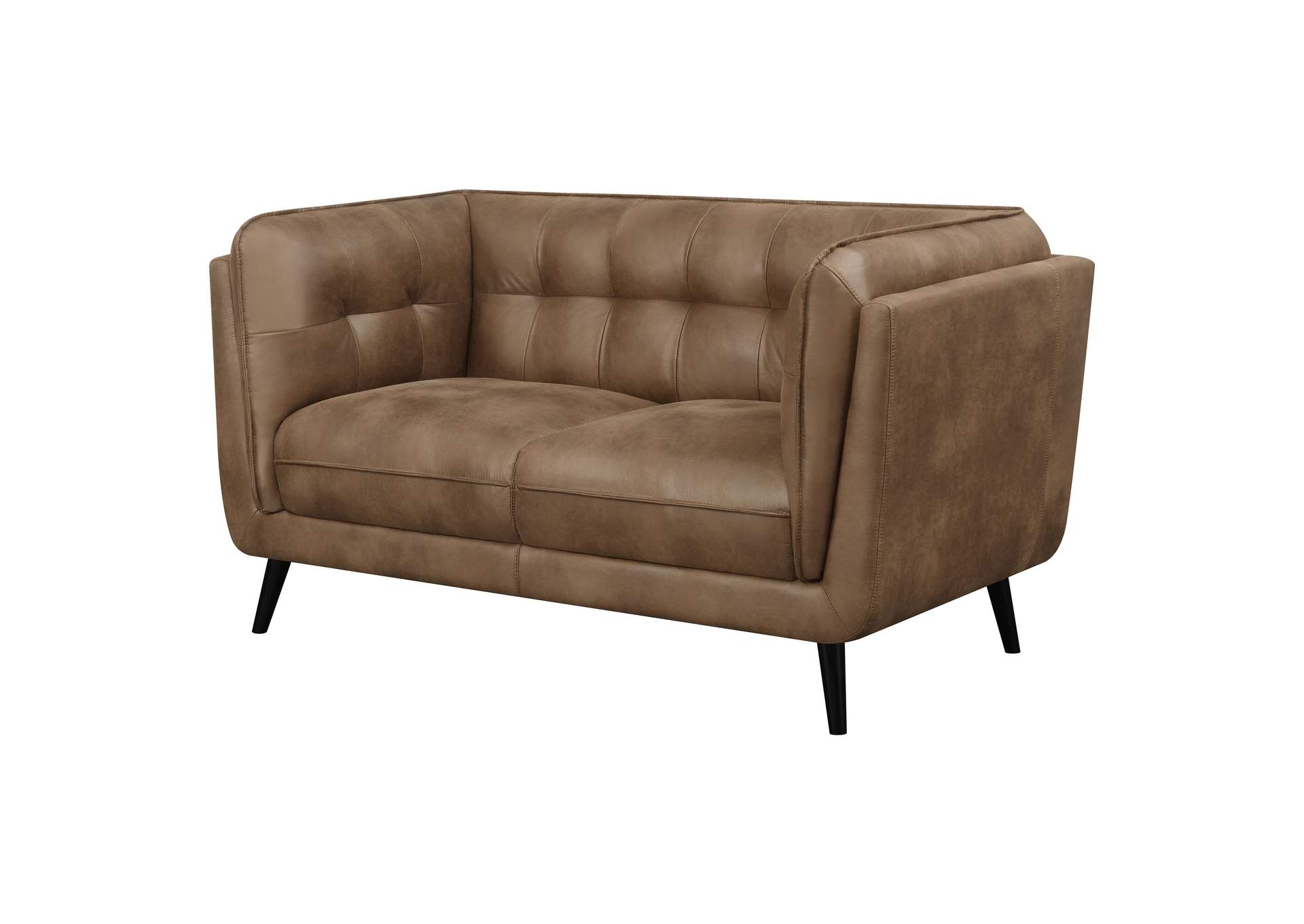 Thatcher Upholstered Button Tufted Loveseat Brown,Coaster Furniture