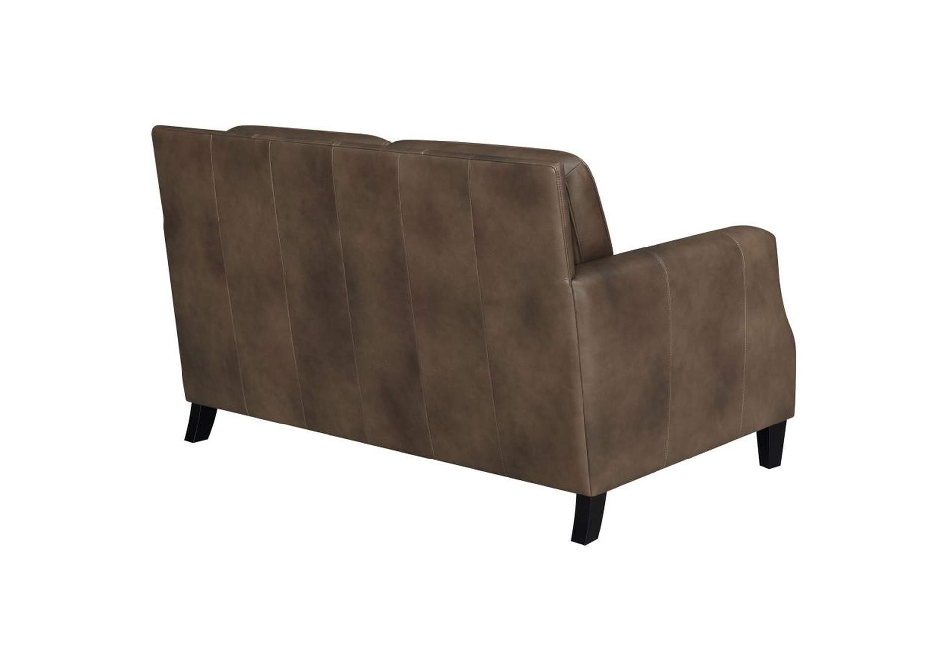 Leaton Upholstered Recessed Arms Loveseat Brown Sugar,Coaster Furniture