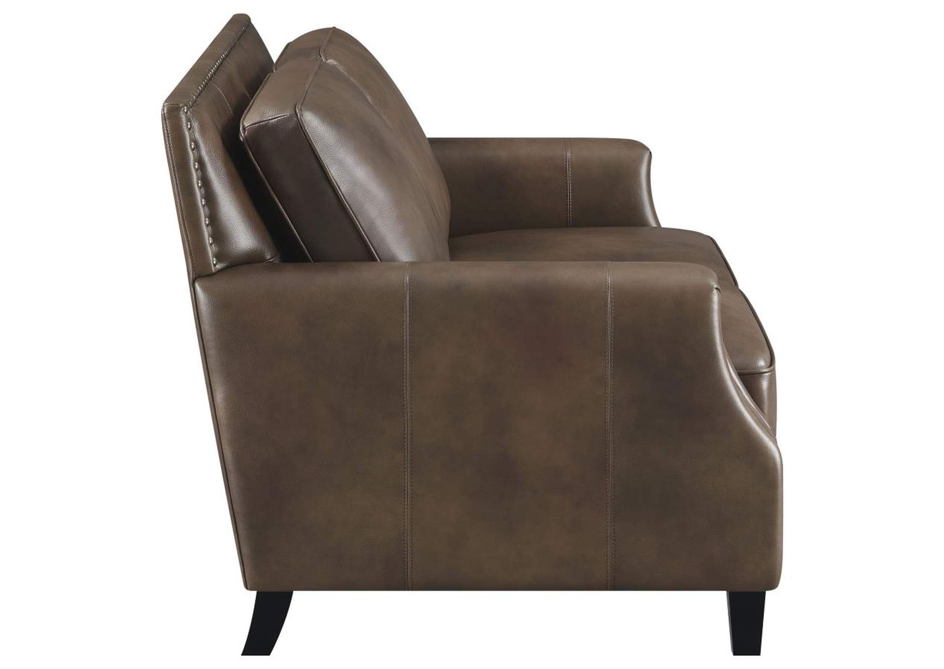 Leaton Upholstered Recessed Arms Loveseat Brown Sugar,Coaster Furniture