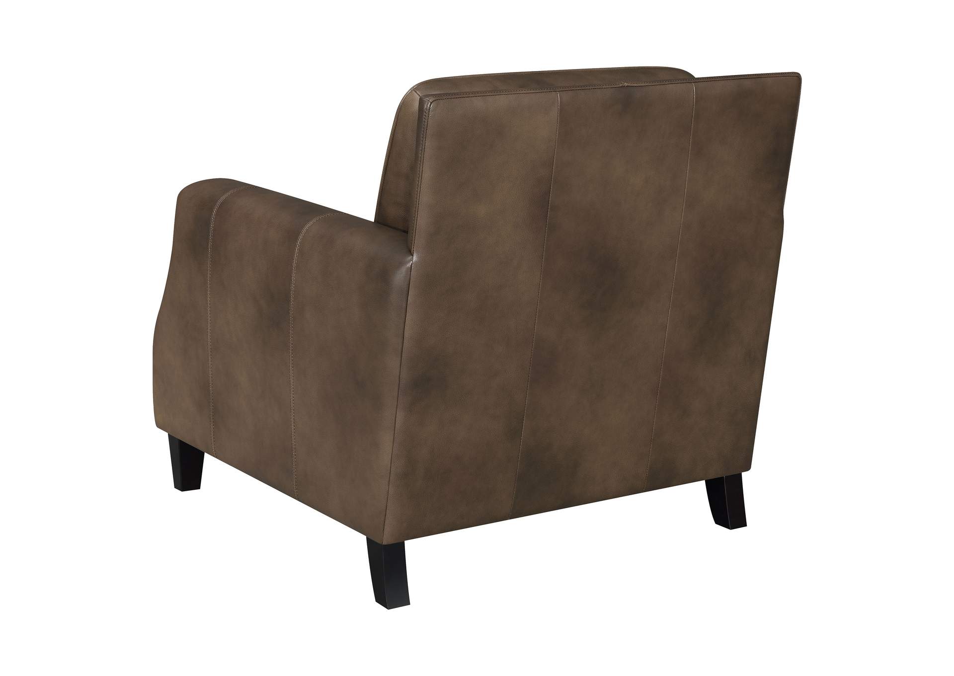 Leaton Upholstered Recessed Arm Chair Brown Sugar,Coaster Furniture