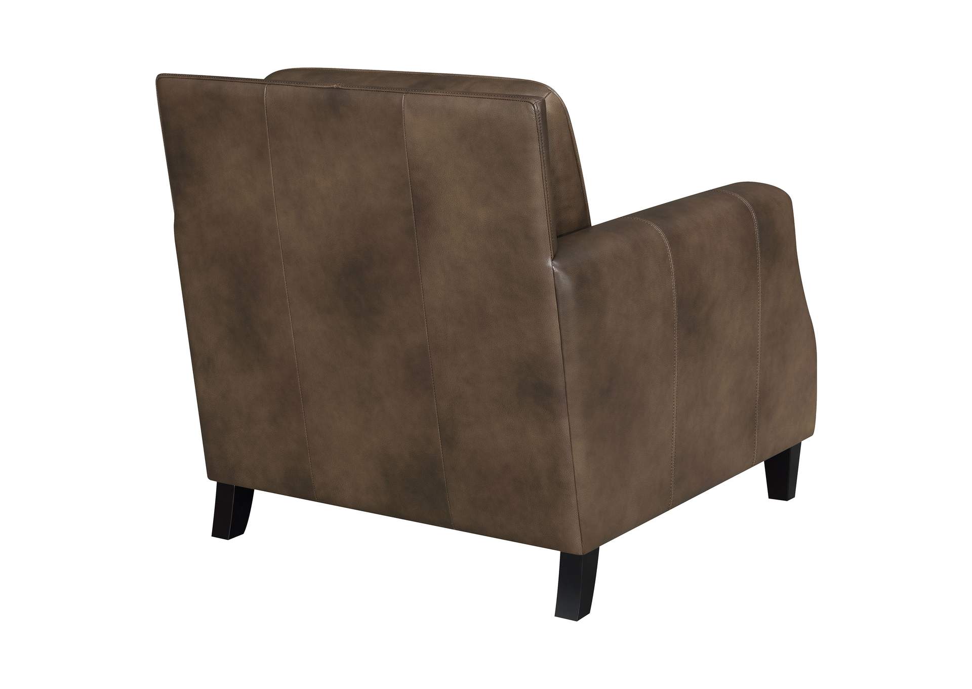 Leaton Upholstered Recessed Arm Chair Brown Sugar,Coaster Furniture