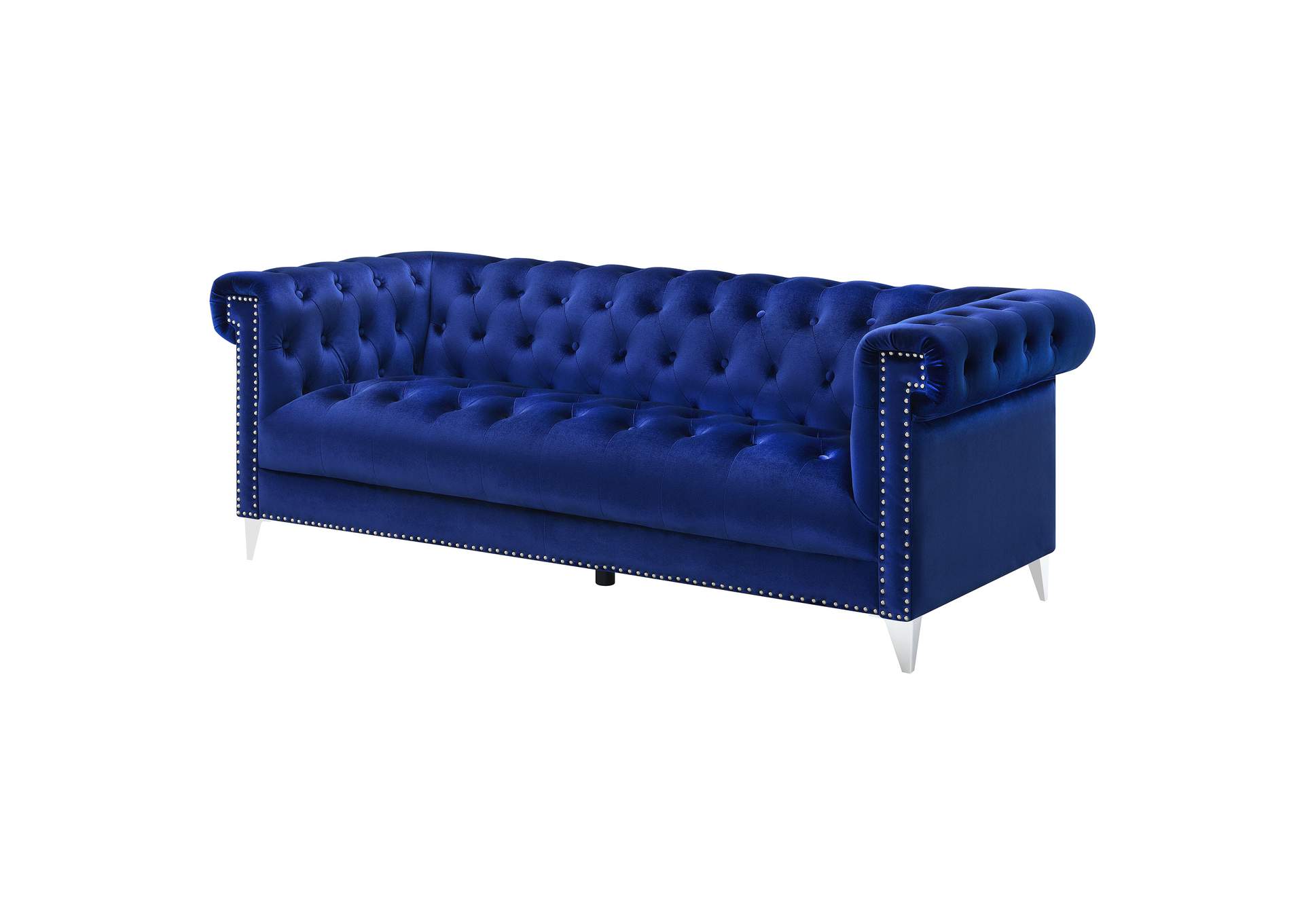 Bleker Tufted Tuxedo Arm Sofa Blue,Coaster Furniture