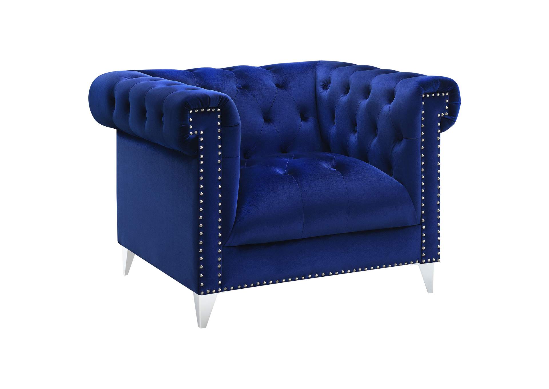 Bleker Tufted Tuxedo Arm Chair Blue,Coaster Furniture