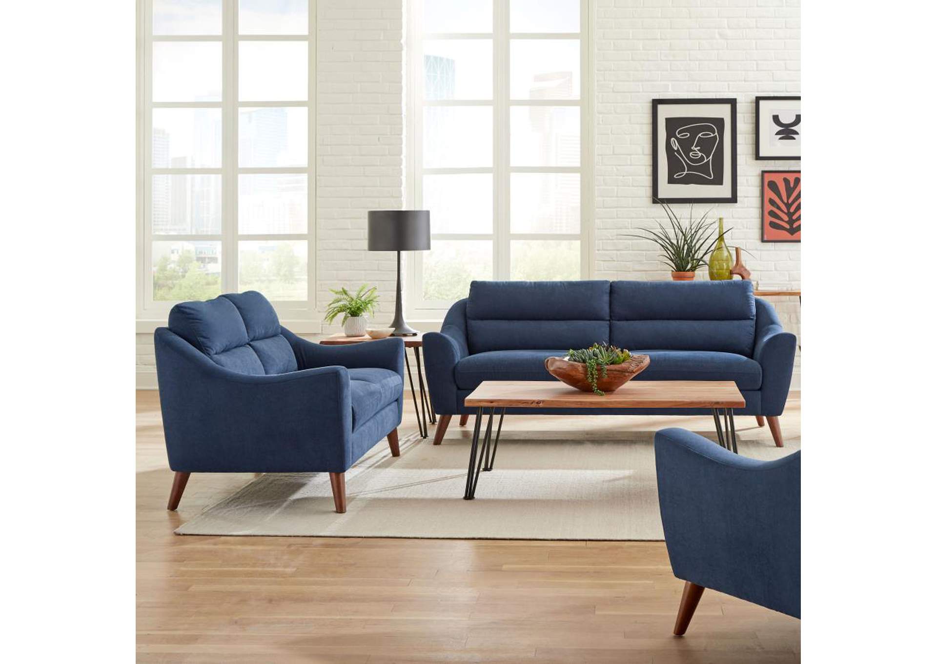 Gano 2 - piece Sloped Arm Living Room Set Navy Blue,Coaster Furniture