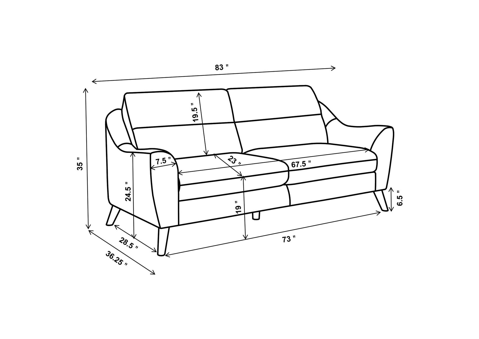 Gano 3-piece Sloped Arm Living Room Set Navy Blue,Coaster Furniture