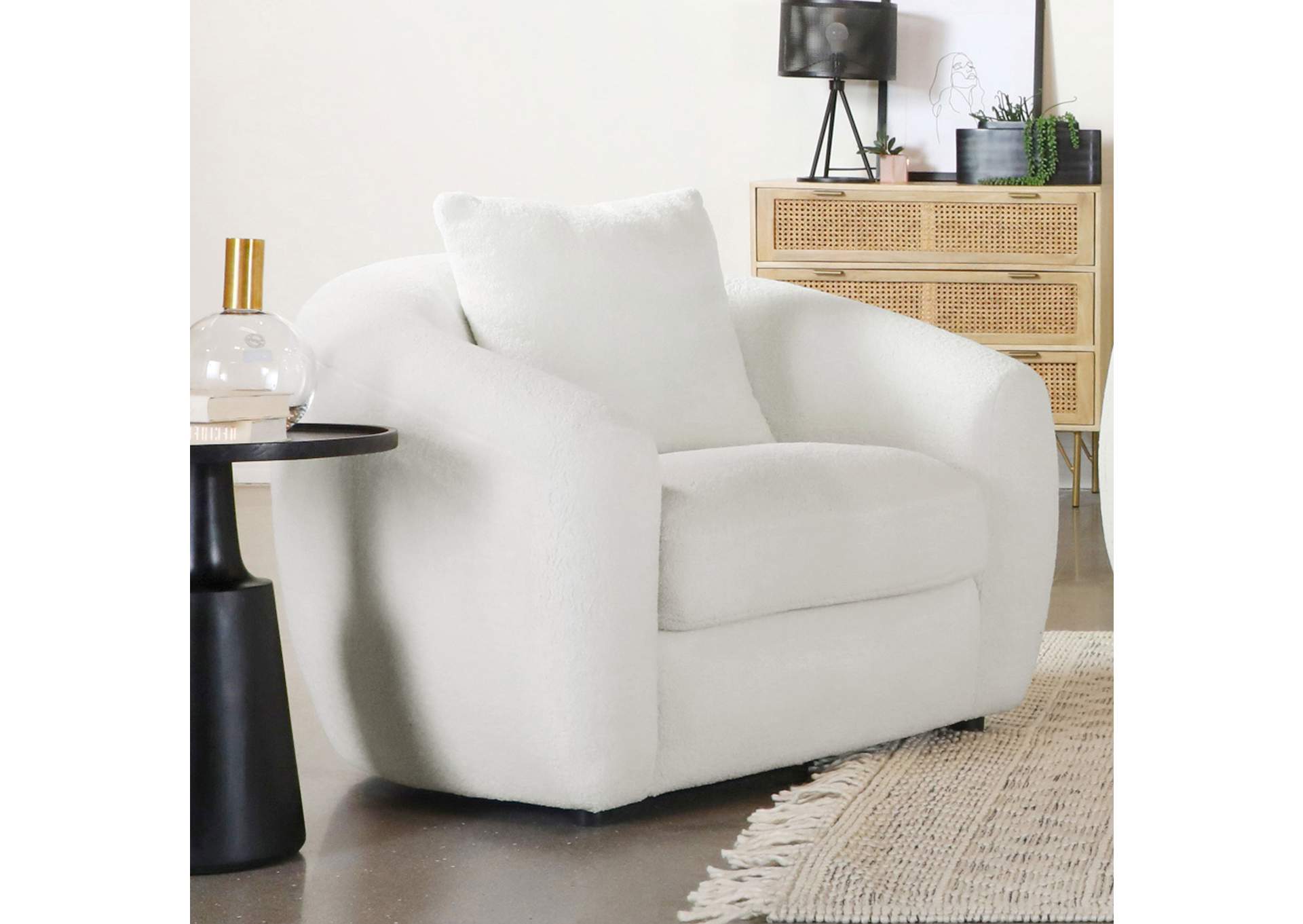 Isabella Upholstered Tight Back Chair White,Coaster Furniture