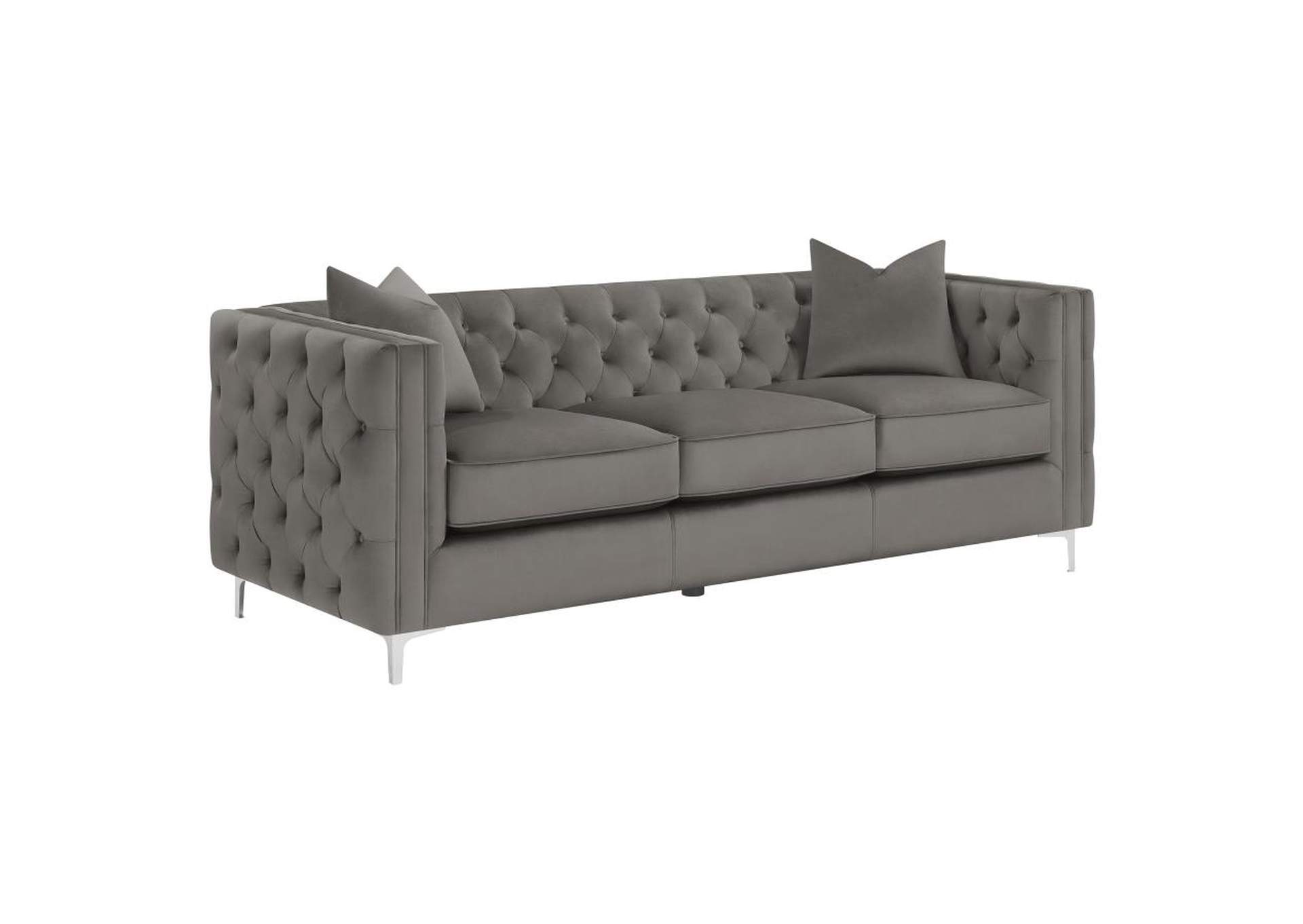 Phoebe 3 - piece Tufted Tuxedo Arms Living Room Set Urban Bronze,Coaster Furniture