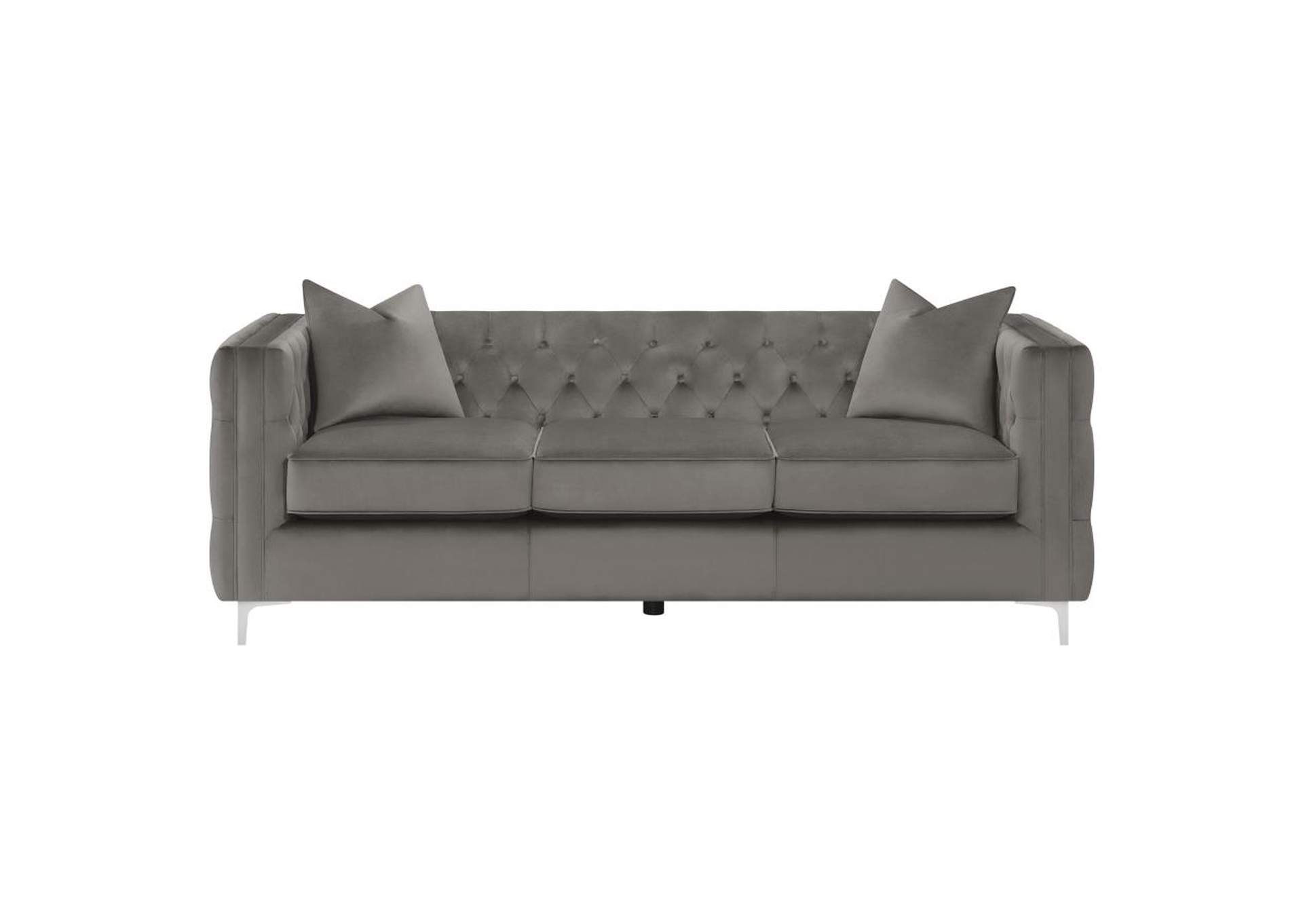 Phoebe Tufted Tuxedo Arms Sofa Urban Bronze,Coaster Furniture