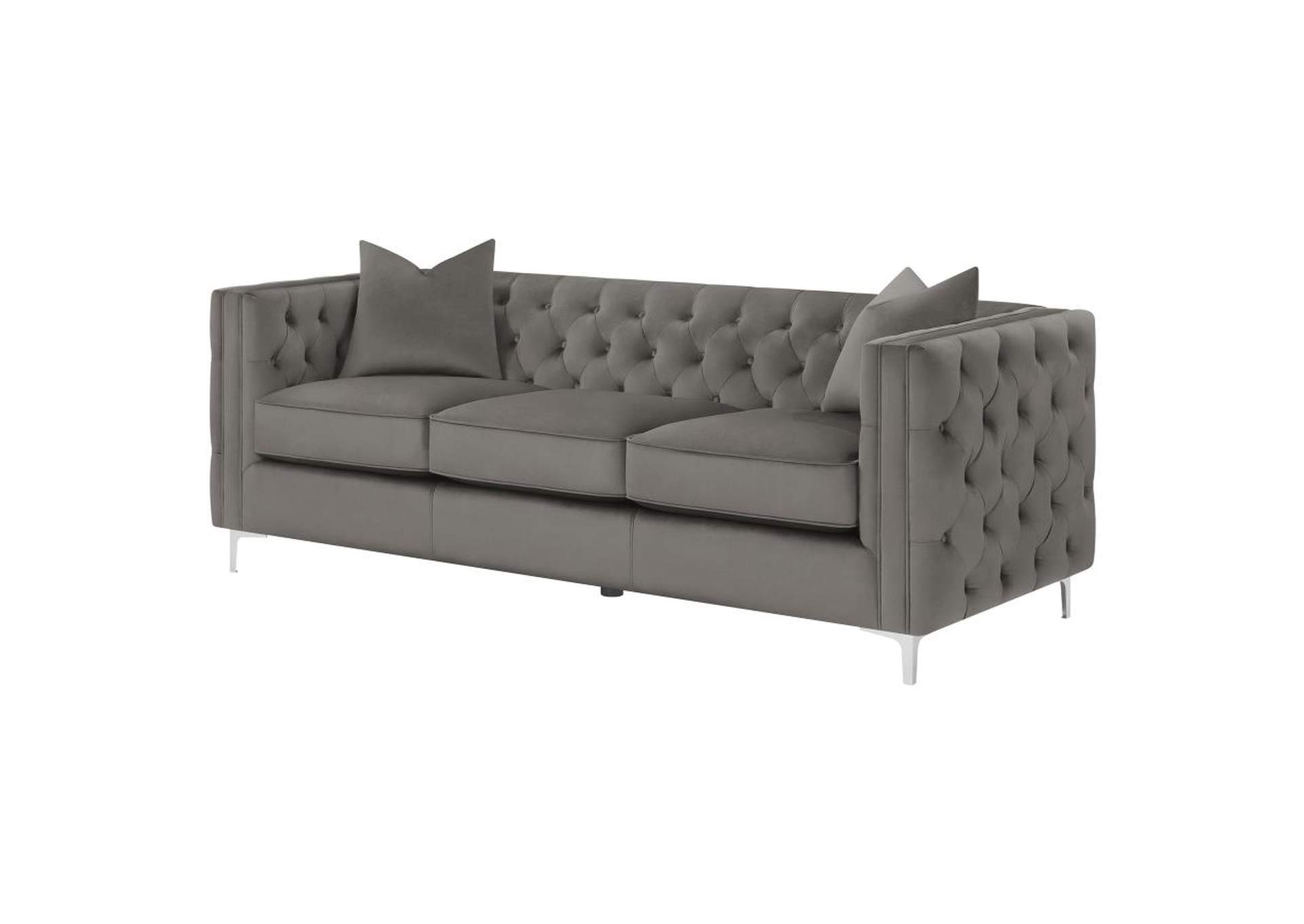 Phoebe Tufted Tuxedo Arms Sofa Urban Bronze,Coaster Furniture