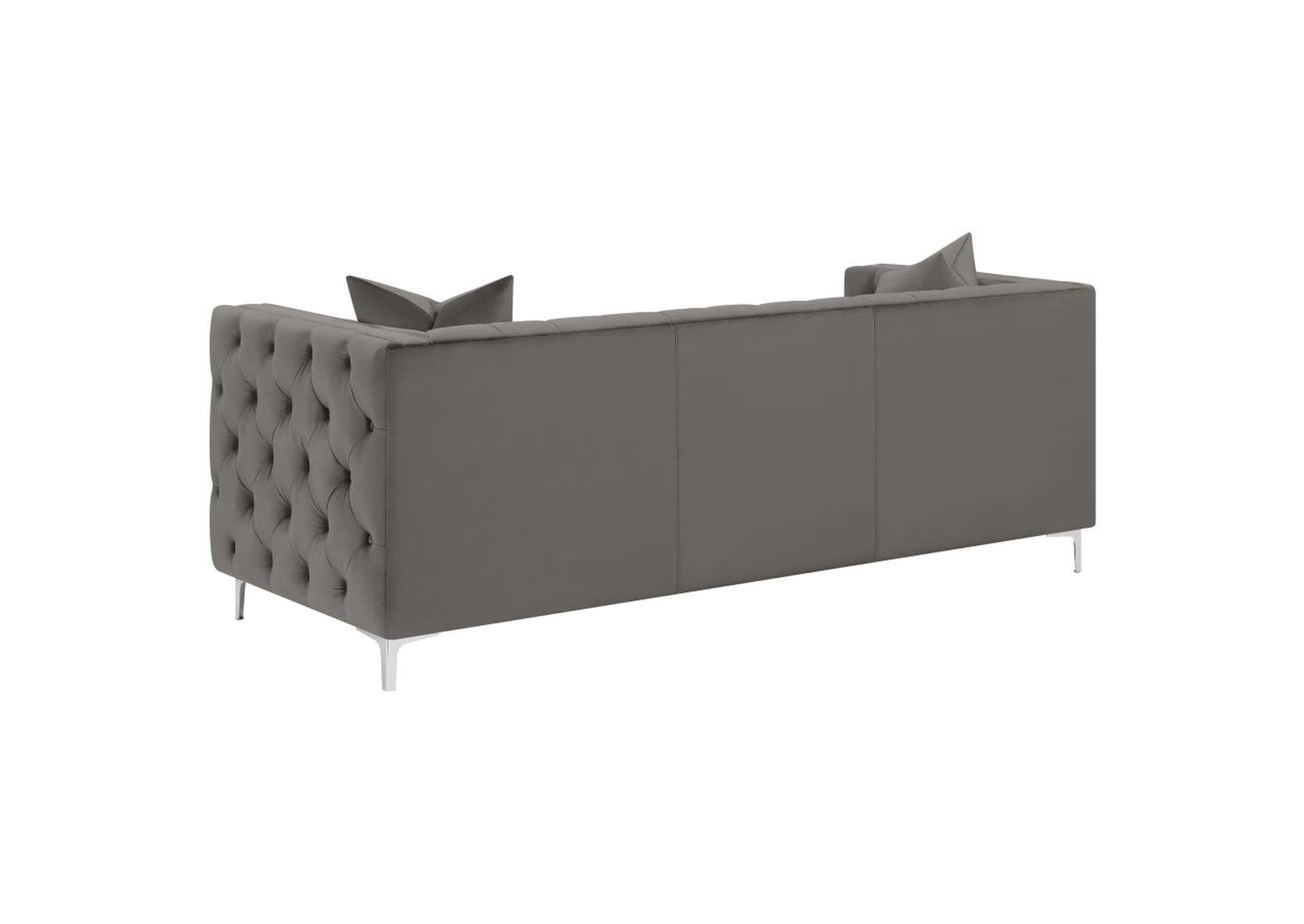 Phoebe Tufted Tuxedo Arms Sofa Urban Bronze,Coaster Furniture