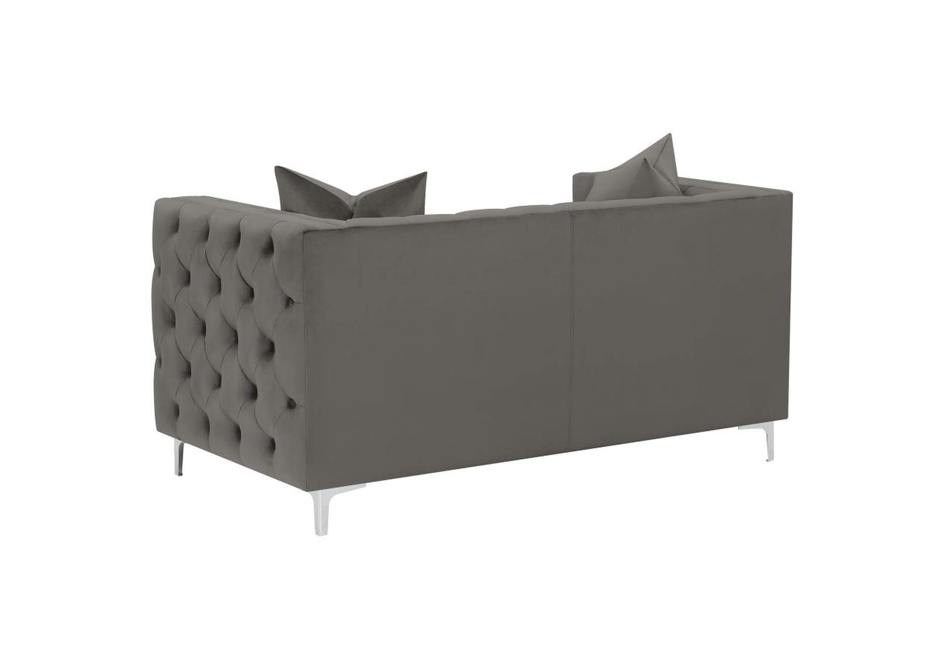 Phoebe Tufted Tuxedo Arms Loveseat Urban Bronze,Coaster Furniture